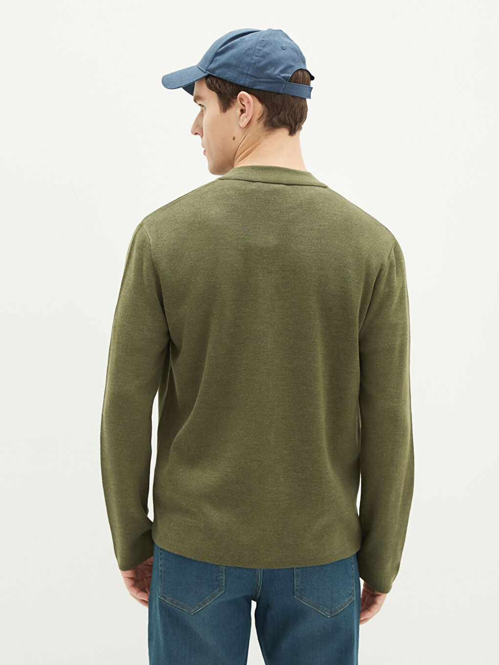 Slim Fit Neckband Lightweight Tricot Cardigan-4
