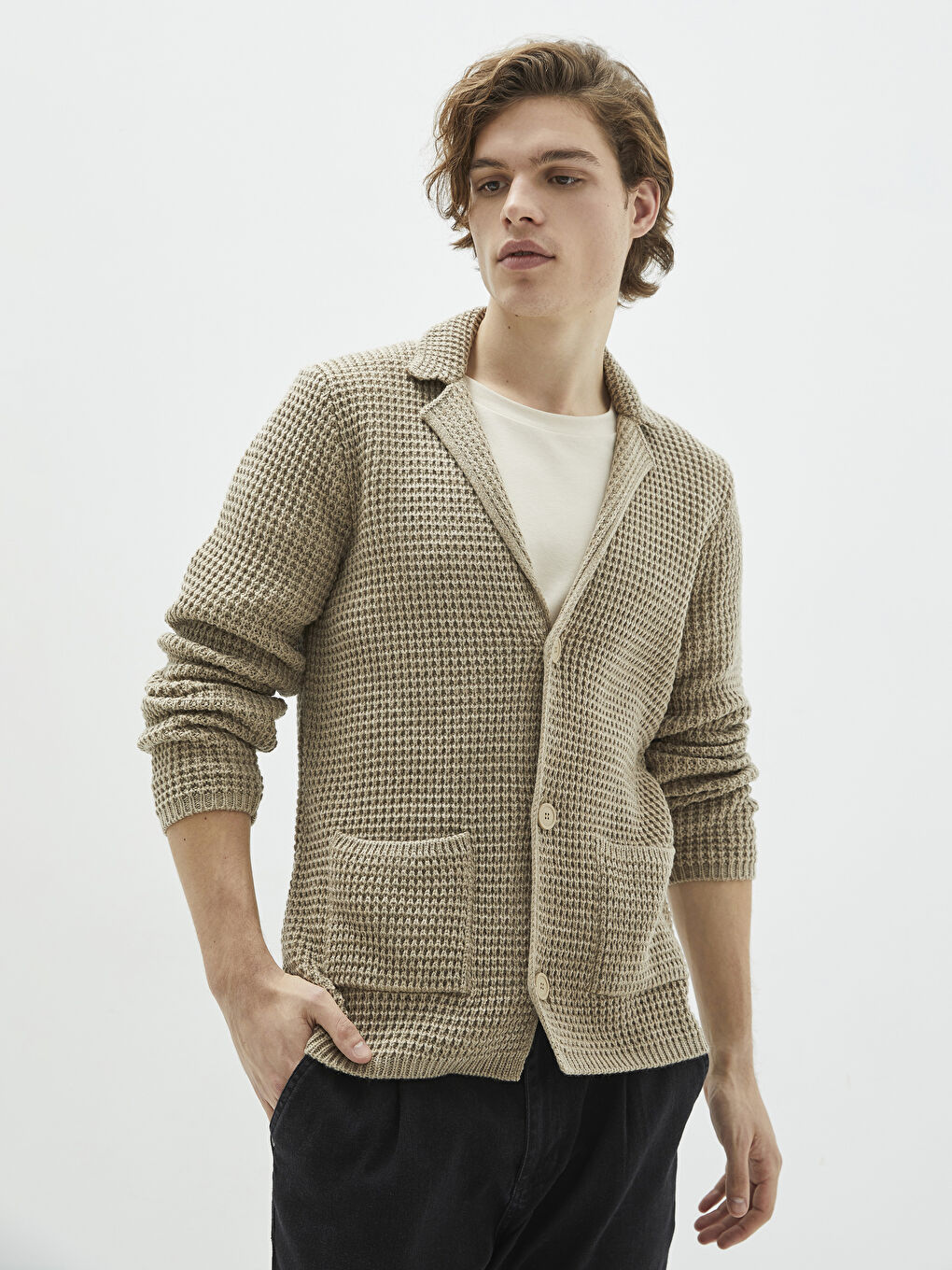 كارديجان تريكو بياقة شال رفيع للرجال