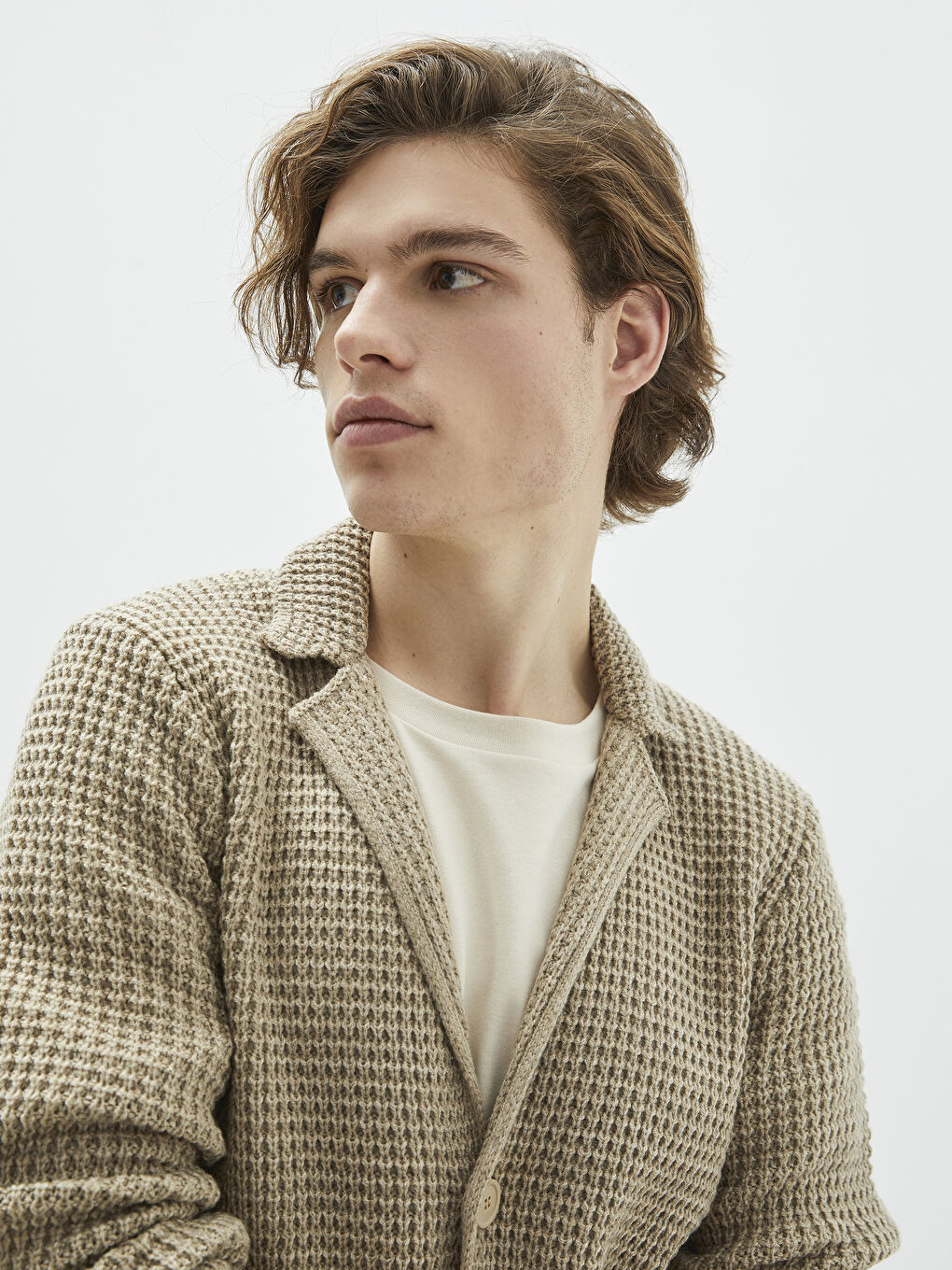 كارديجان تريكو بياقة شال رفيع للرجال-1