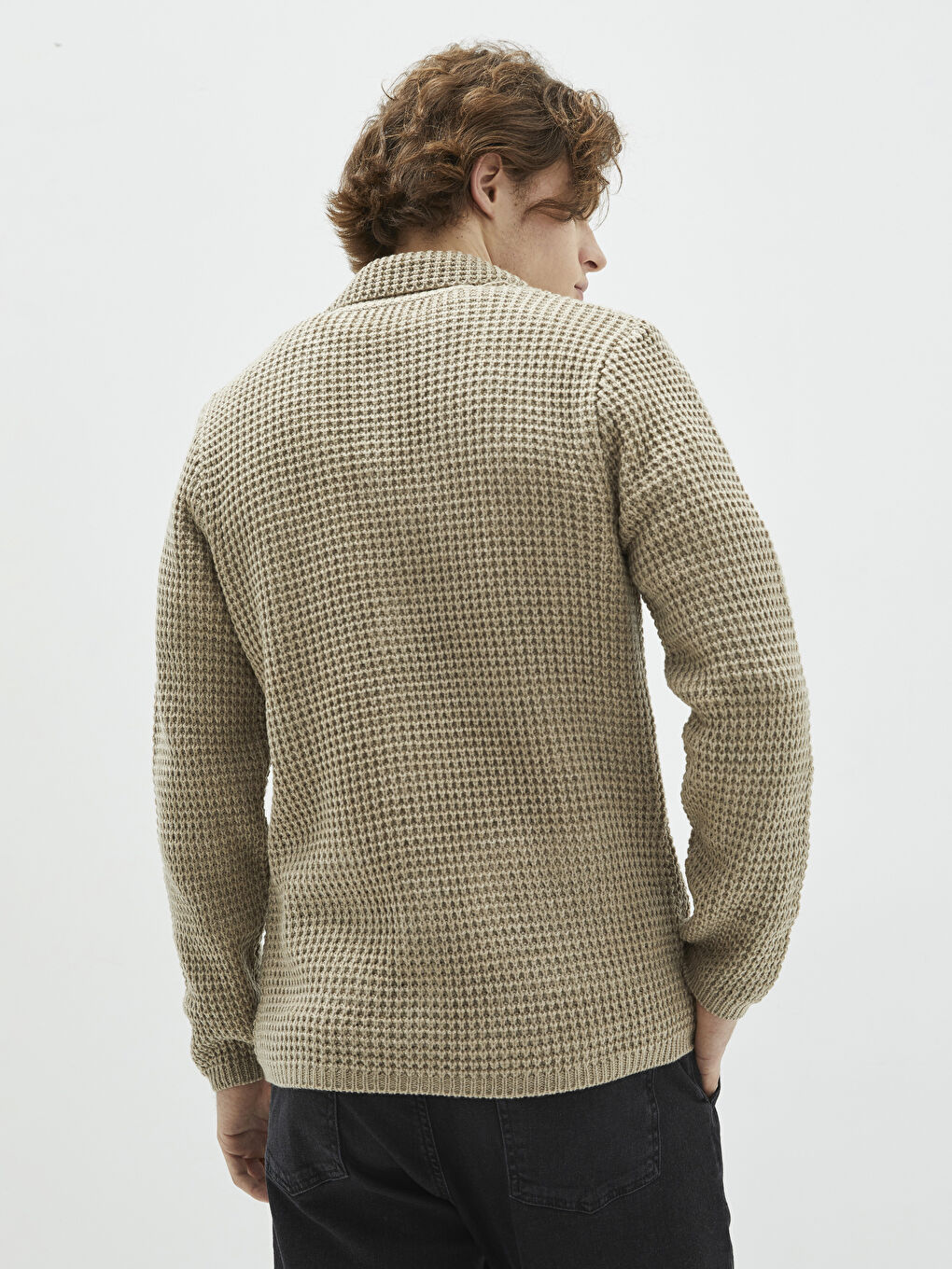 كارديجان تريكو بياقة شال رفيع للرجال-4