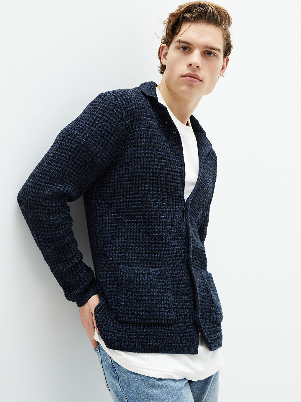 XSIDE Slim Fit Shawl Collar Men's Knitwear Cardigan -W1DP66Z8-JYM