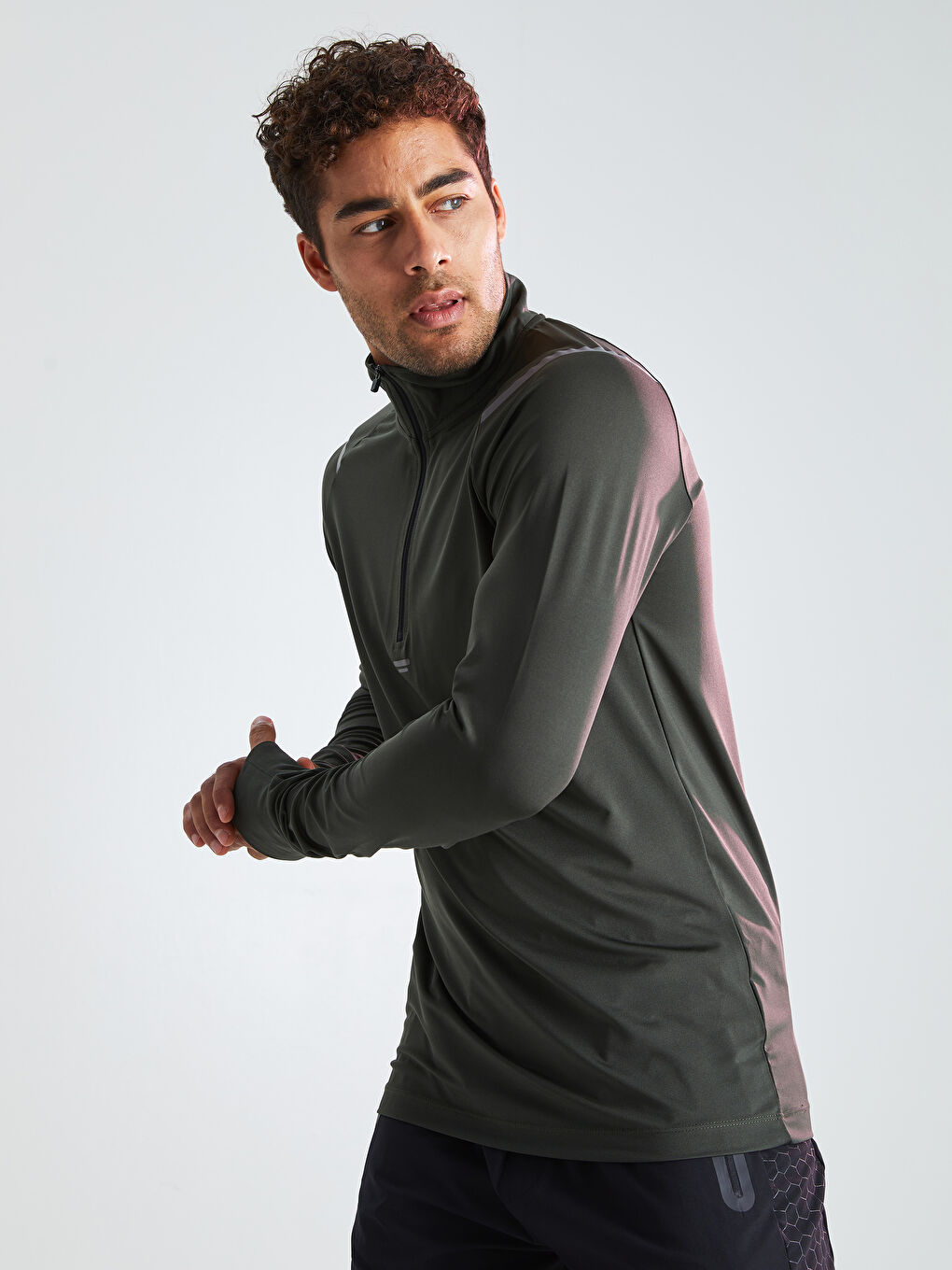 XSIDE ACTIVE Funnel Neck Long Sleeve Men's Sports T-Shirt -W1DP85Z8-QEG