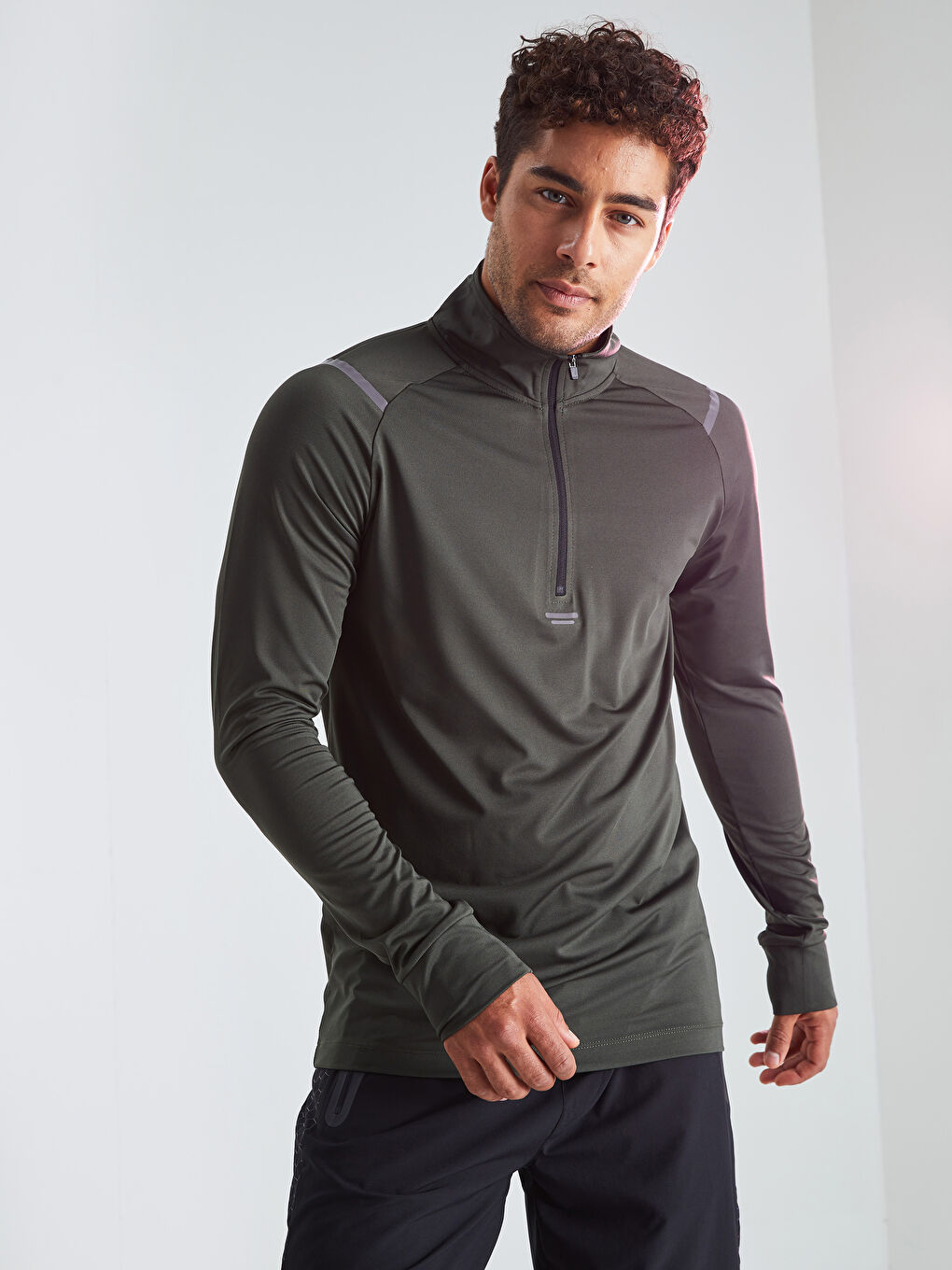 XSIDE ACTIVE Funnel Neck Long Sleeve Men's Sports T-Shirt -W1DP85Z8-QEG