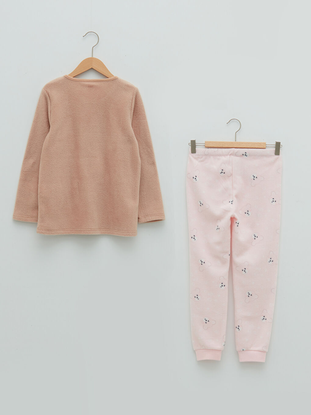Bisiklet Yaka Teddy Nakışlı Polar Kız Çocuk Pijama Takımı-1
