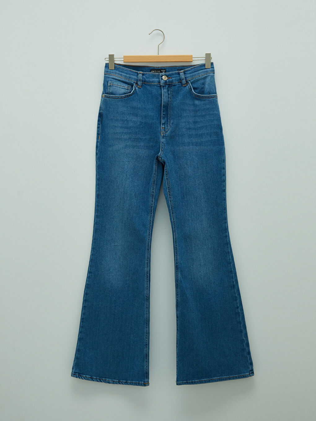 İndigo Standart Fit Cep Detaylı İspanyol Paça Kadın Rodeo Jean Pantolon-4