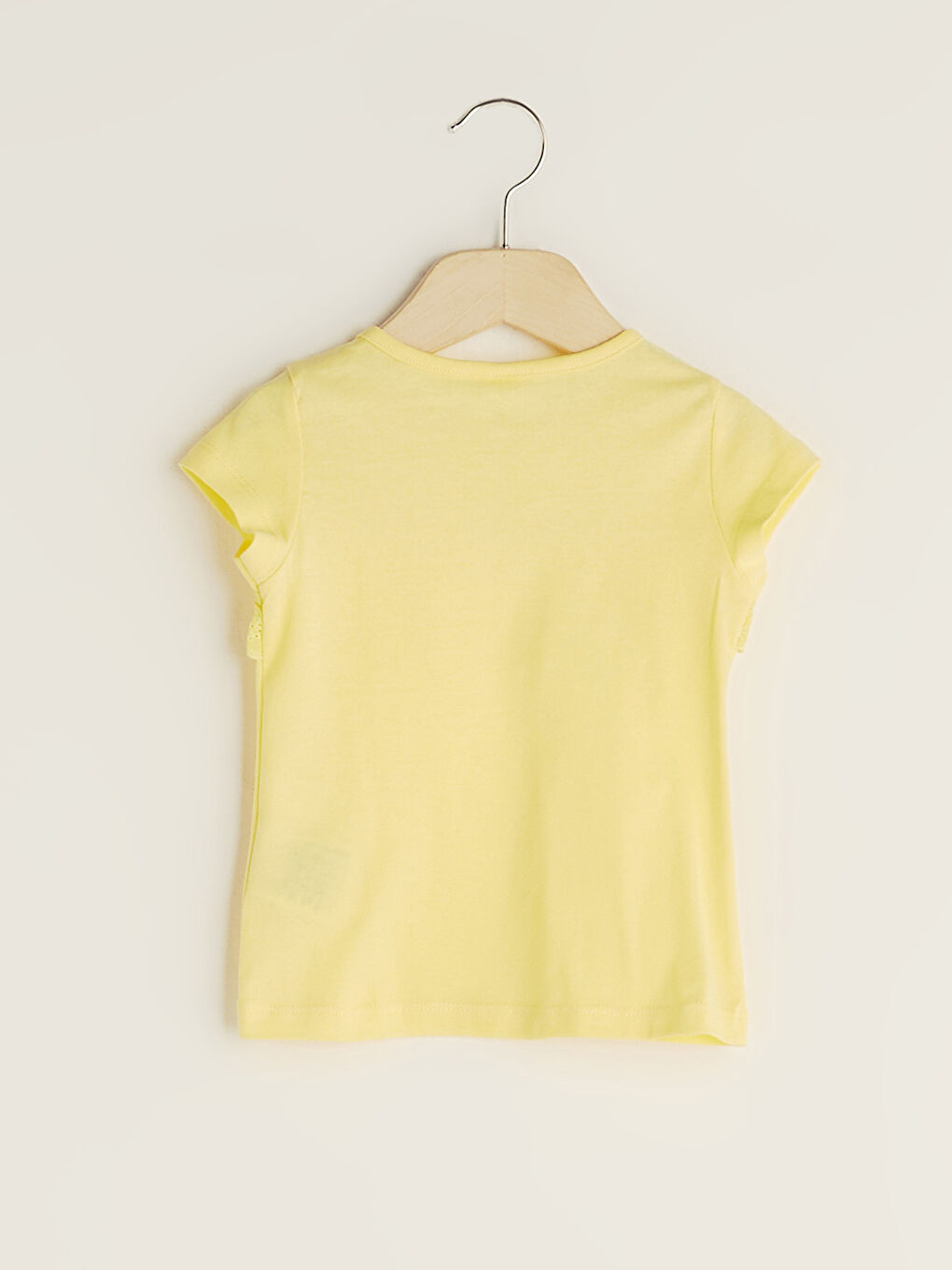 Sarı Bisiklet Yaka Kısa Kollu Pamuklu Kız Bebek Tişört-1