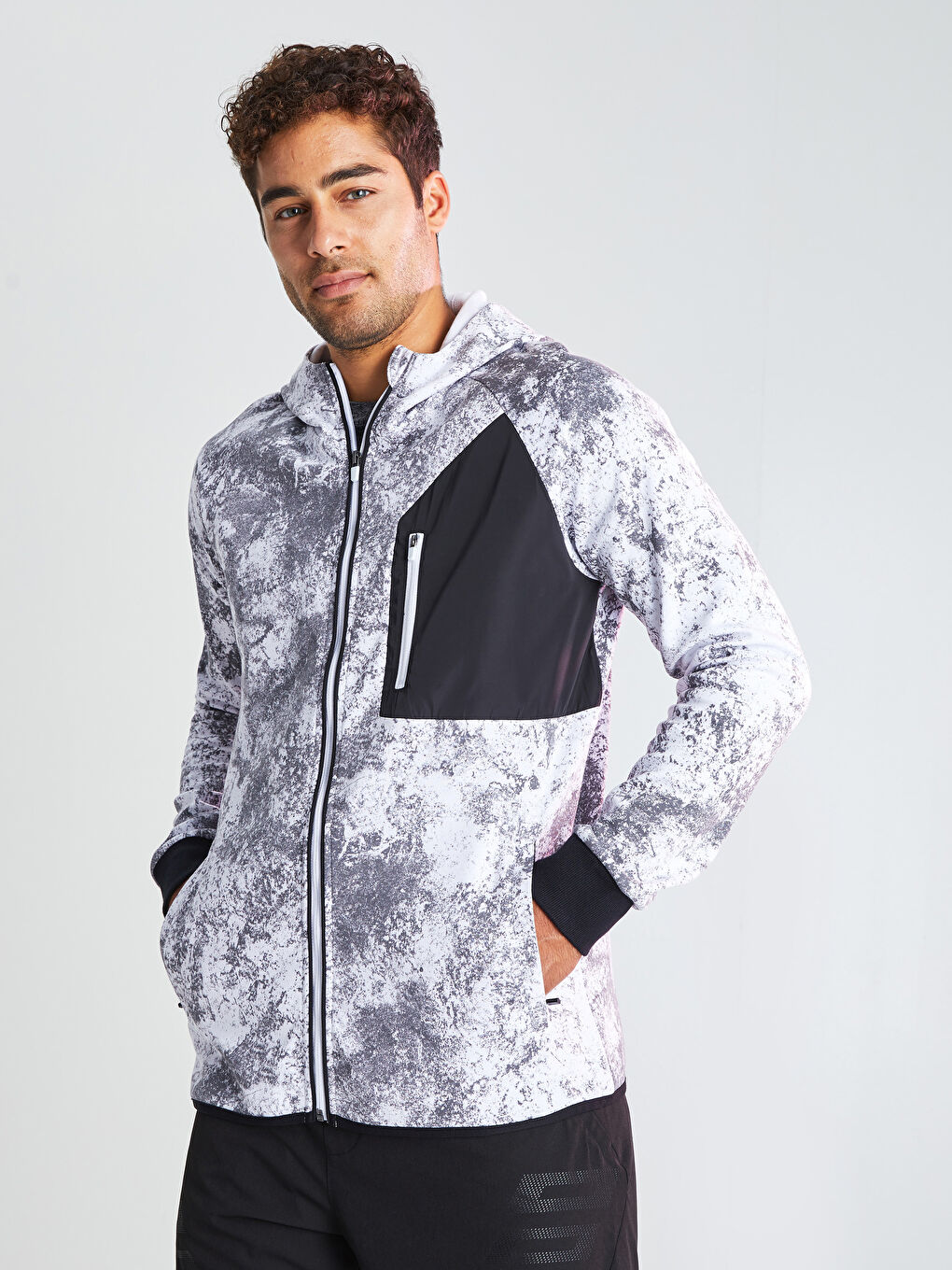 XSIDE ACTIVE Beyaz Baskılı Uzun Kollu Erkek Spor Hoodie - 2