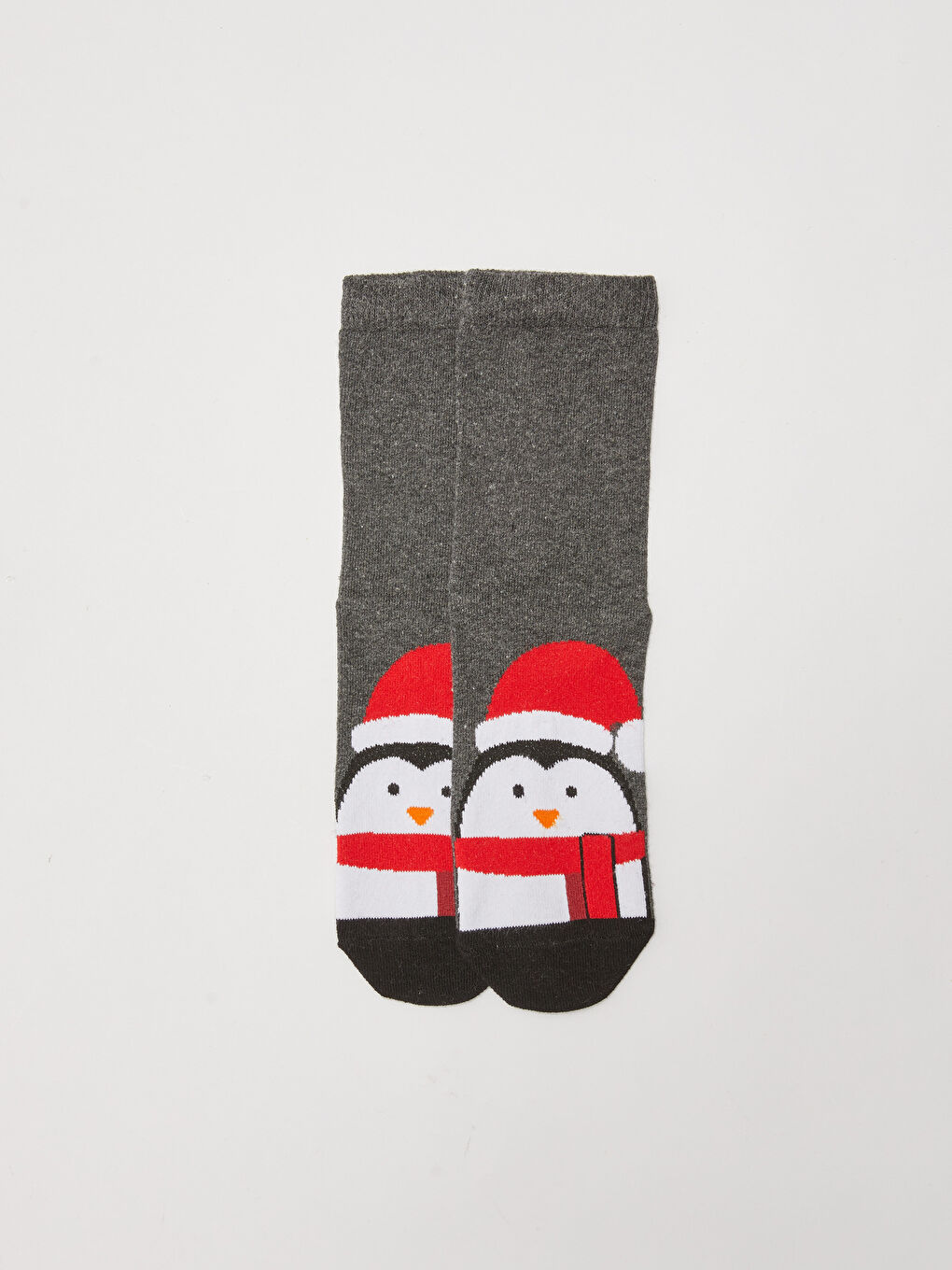 Gri Yılbaşı Temalı Kadın Soket Çorap-1