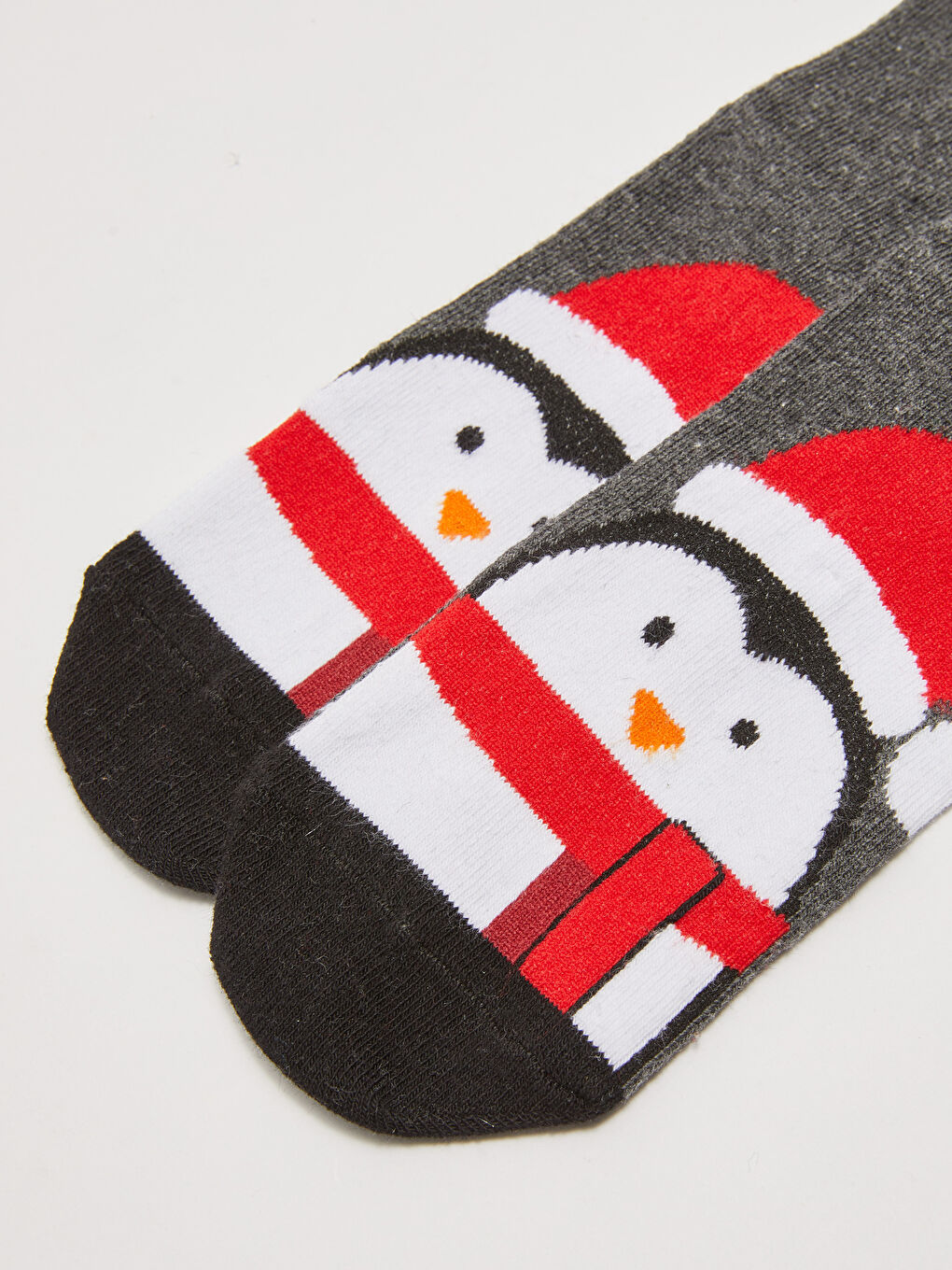 Gri Yılbaşı Temalı Kadın Soket Çorap-3