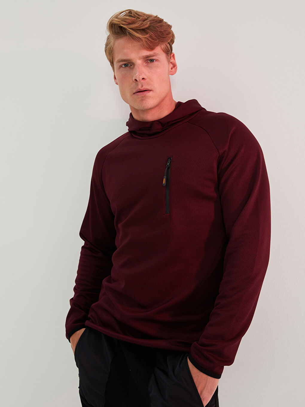 XSIDE ACTIVE Bordo Uzun Kollu Erkek Spor Hoodie