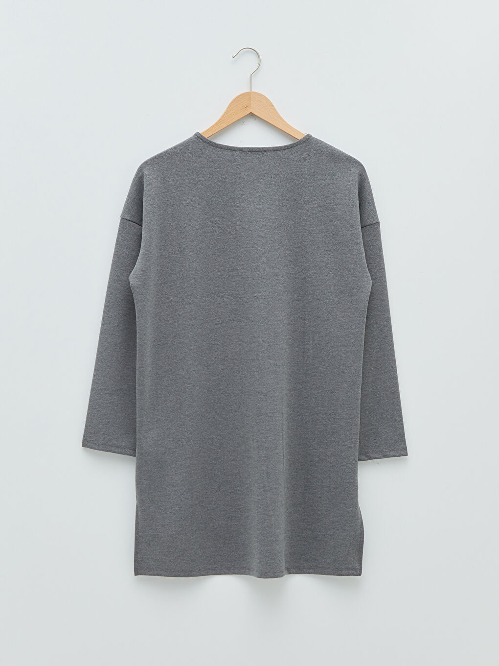 Antrasit Bisiklet Yaka Baskılı Uzun Kollu Kadın Tunik-7