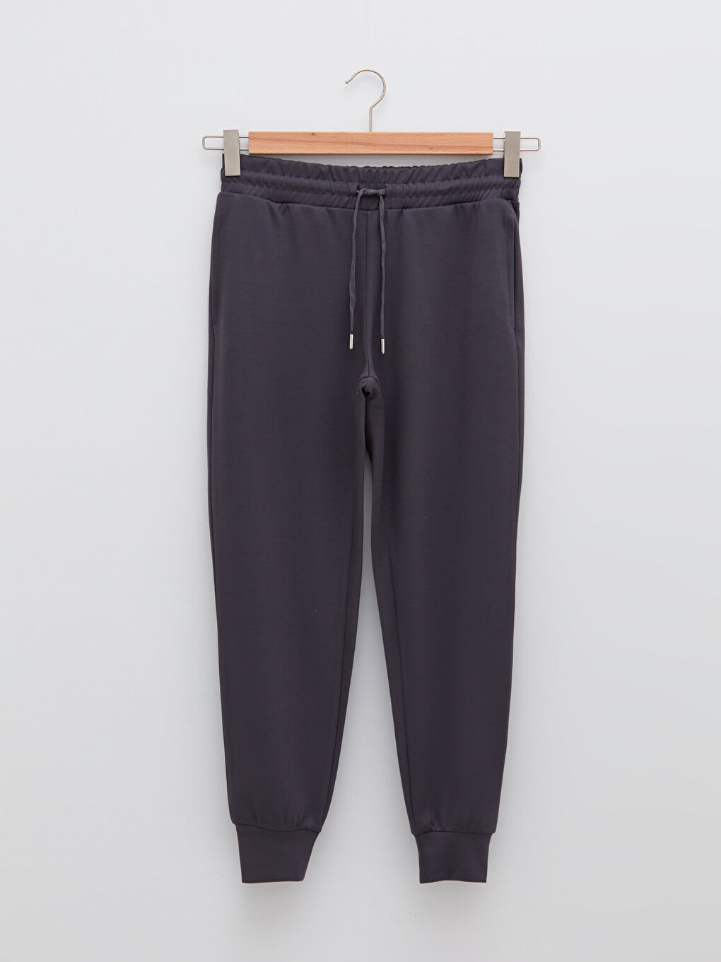 Antrasit Beli Lastikli Düz Cep Detaylı Kadın Jogger Eşofman Altı-6