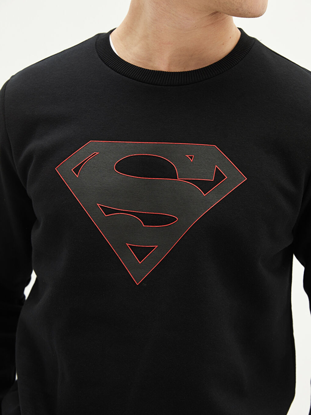 LCW Casual Yeni Siyah Bisiklet Yaka Uzun Kollu Superman Baskılı Erkek Sweatshirt - 3