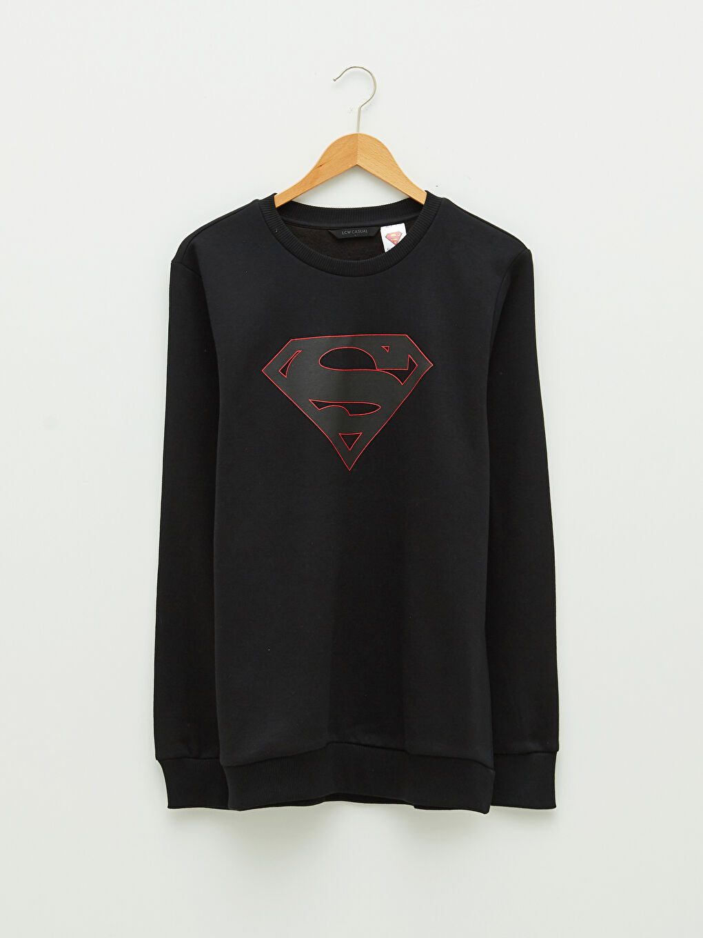 LCW Casual Yeni Siyah Bisiklet Yaka Uzun Kollu Superman Baskılı Erkek Sweatshirt - 5