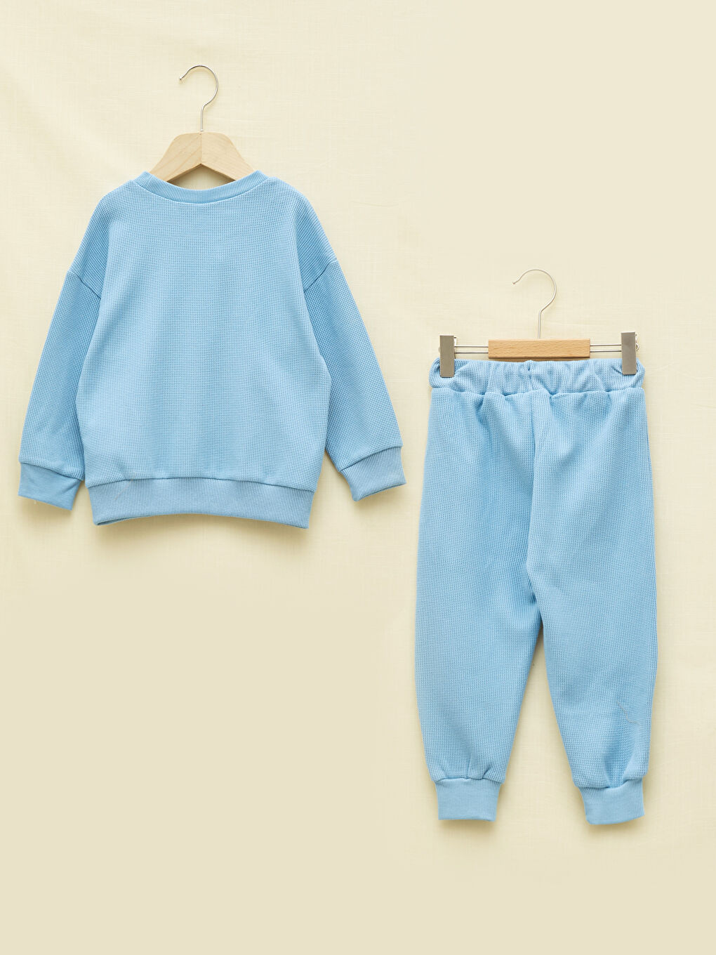 Mavi Bisiklet Yaka Uzun Kollu Looney Tunes Baskılı Erkek Bebek Sweatshirt ve Tayt 2'li Takım-1