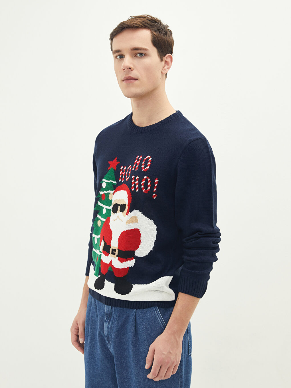 XSIDE Crew Neck Long Sleeve Christmas Themed Men's Knitwear Sweater -W1DS30Z8-PA5