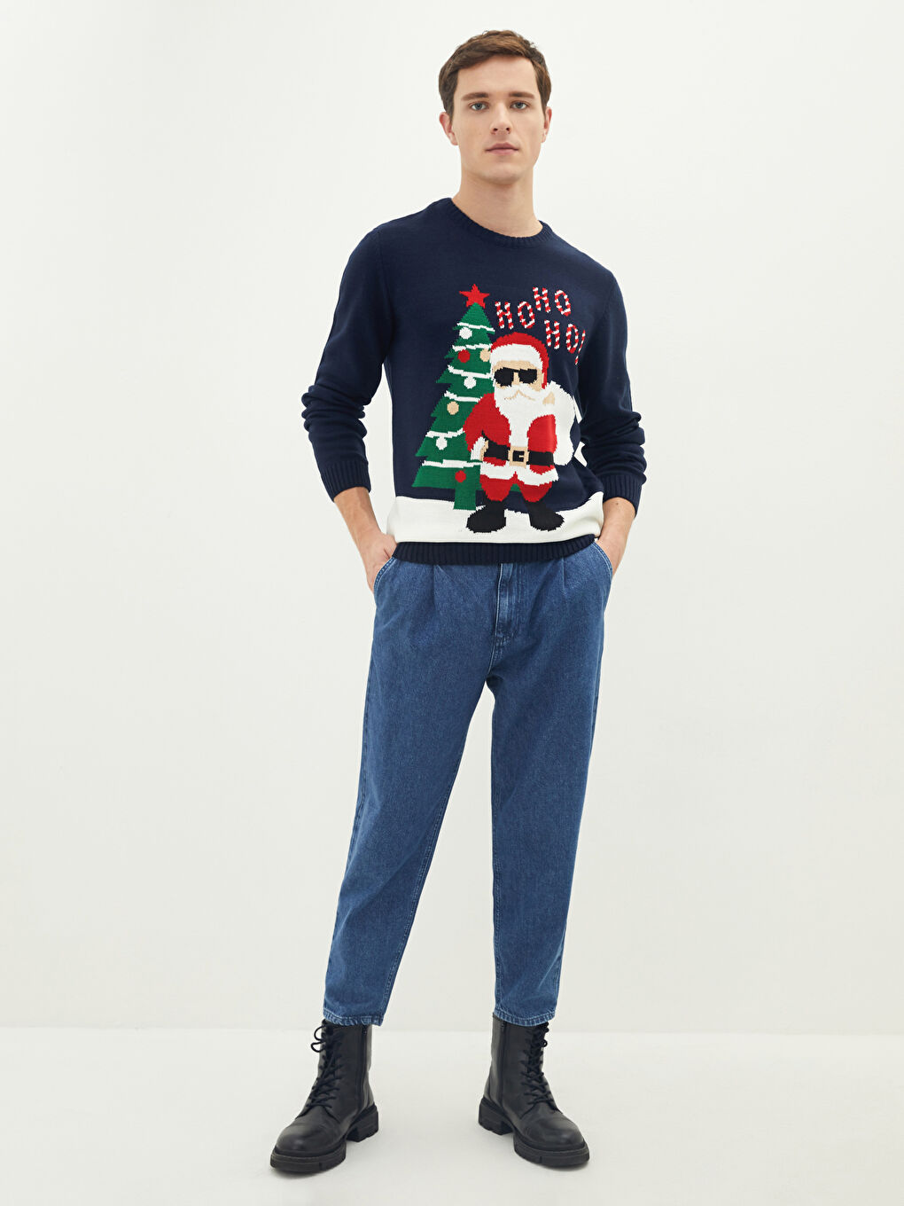 XSIDE Crew Neck Long Sleeve Christmas Themed Men's Knitwear Sweater -W1DS30Z8-PA5