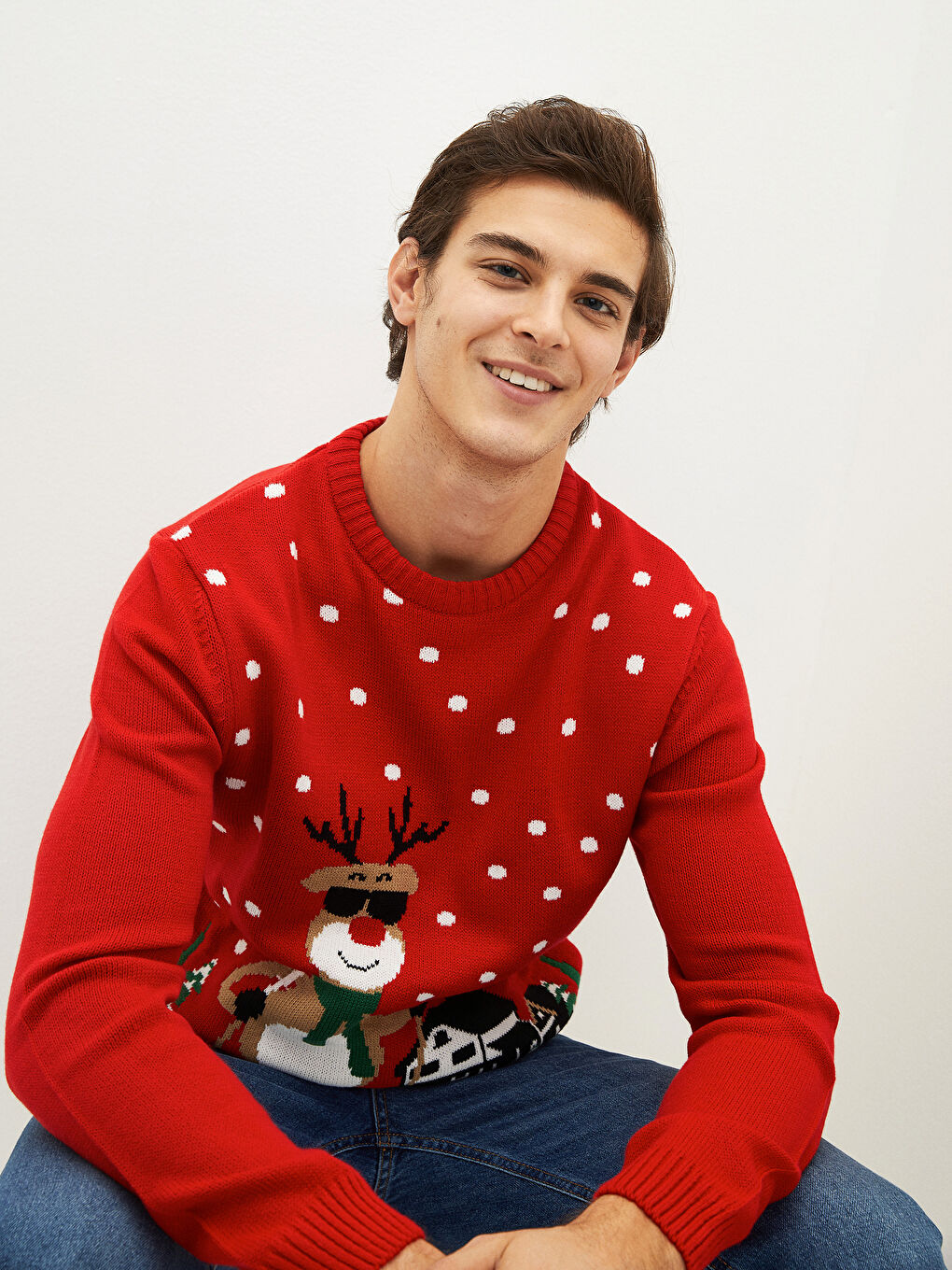 XSIDE Herren Rundhalsausschnitt Weihnachtsmotiv Strickpullover -W1DS32Z8-MQ5