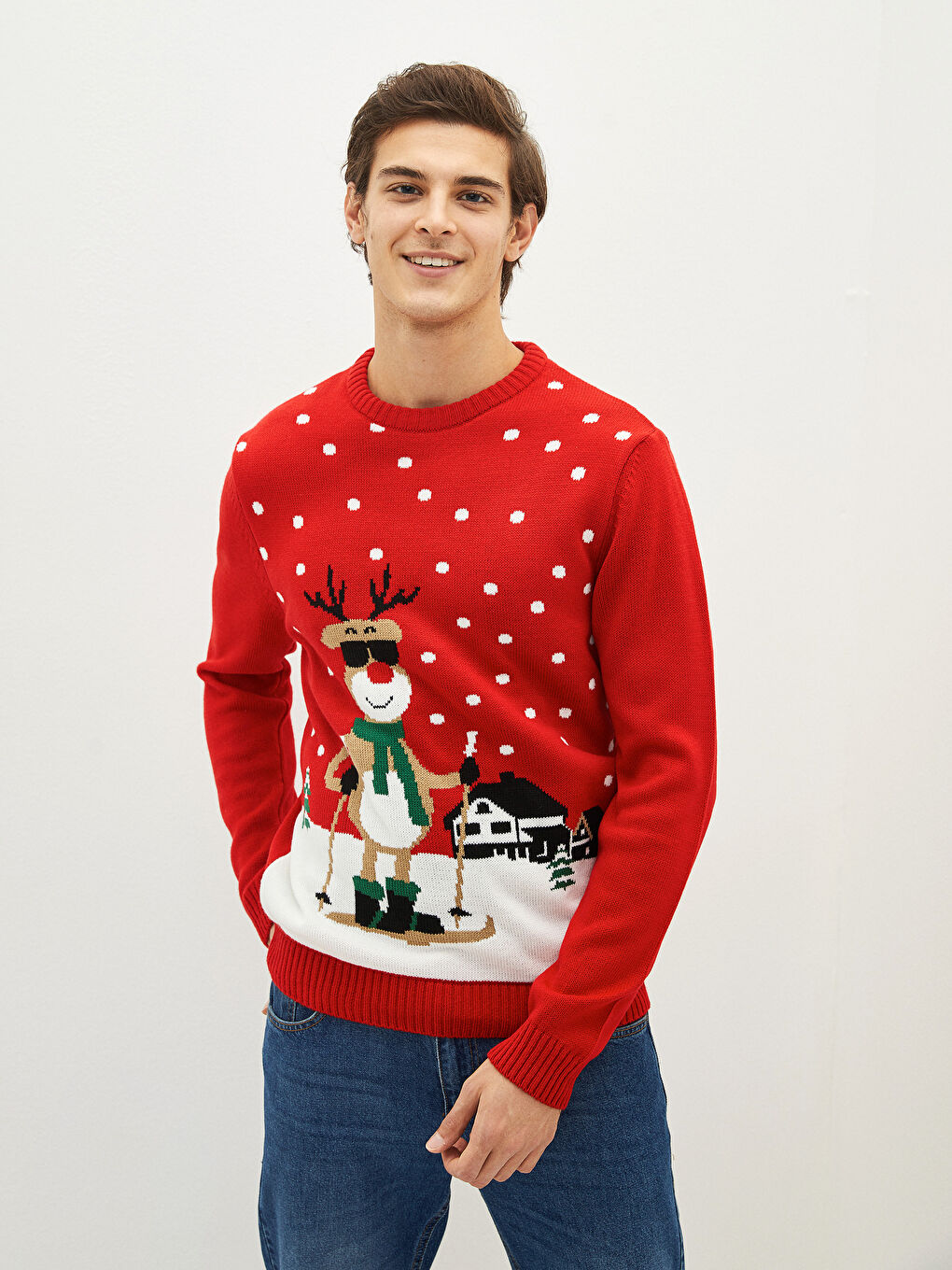XSIDE Herren Rundhalsausschnitt Weihnachtsmotiv Strickpullover -W1DS32Z8-MQ5