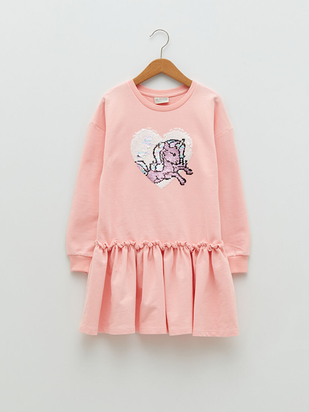 LCW Kids Crew Neck Two Way Sequined Long Sleeve Girls' Dress -W1DS56Z4-G21