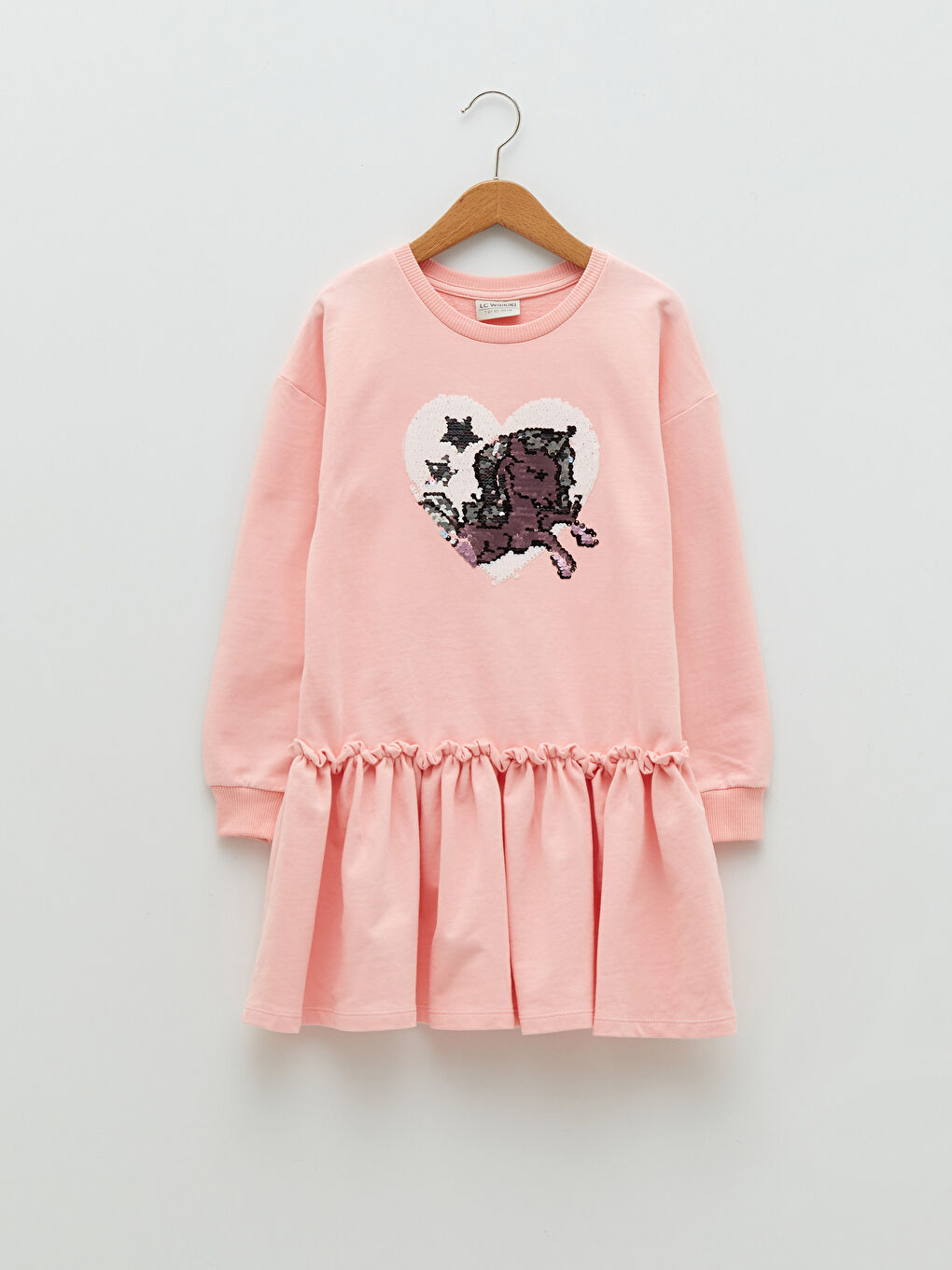 LCW Kids Crew Neck Two Way Sequined Long Sleeve Girls' Dress -W1DS56Z4-G21