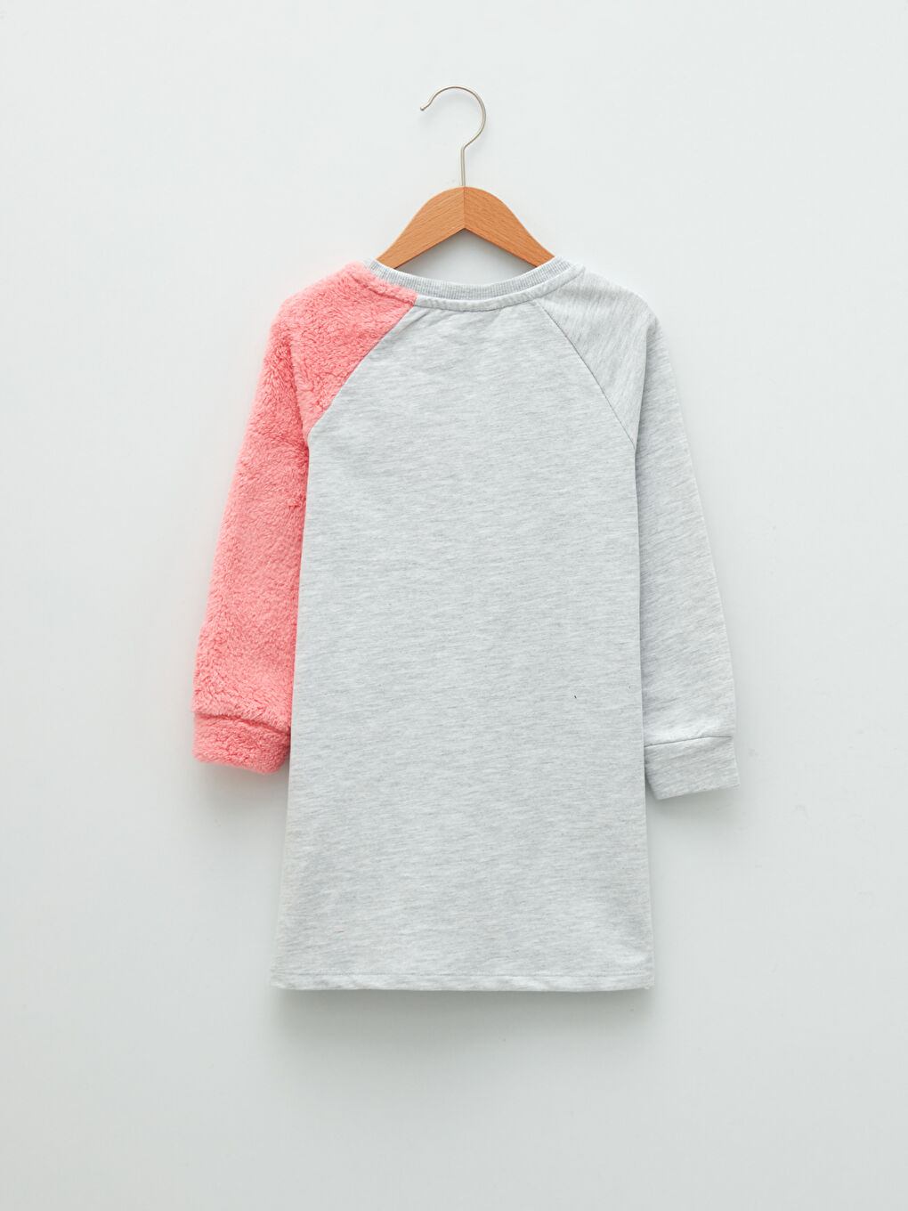 Beyaz Bisiklet Yaka Baskılı Uzun Kollu Kız Çocuk Elbise ve Taç-1