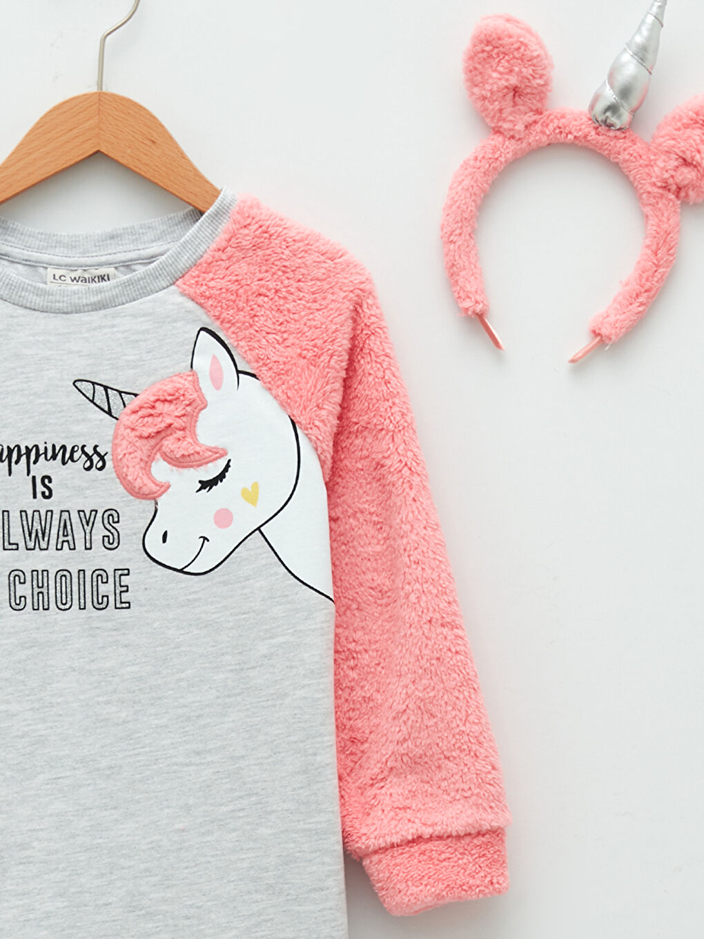 Beyaz Bisiklet Yaka Baskılı Uzun Kollu Kız Çocuk Elbise ve Taç-2