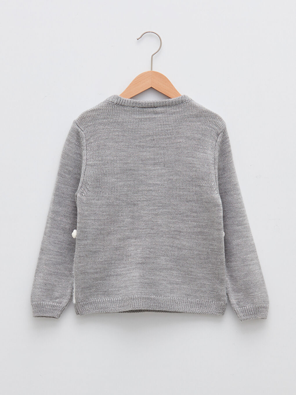 Пуловер с дълъг ръкав за момичета с коледна тематика и кръгло деколте от плътна плетена материя-1