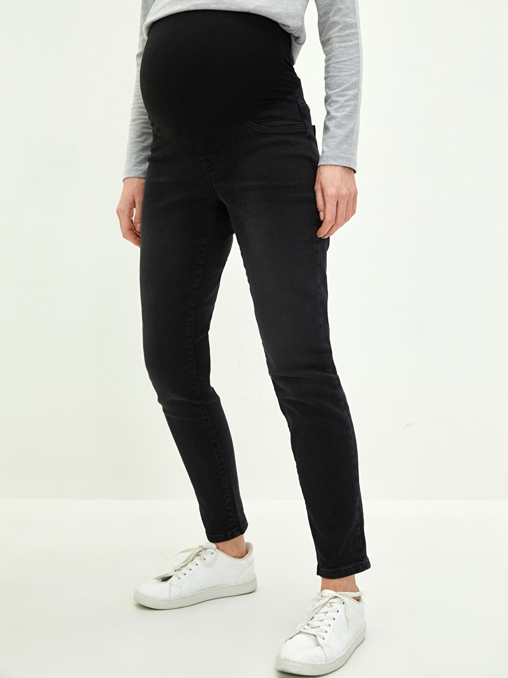 Siyah Karın Panelli Slim Mom Cep Detaylı Hamile Rodeo Jean Pantolon-2