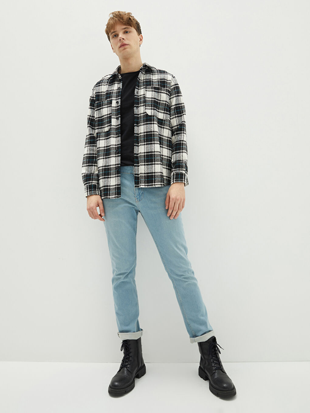 トップス K.H XSIDE Regular Fit Long Sleeve Plaid Men's Flannel Shirt