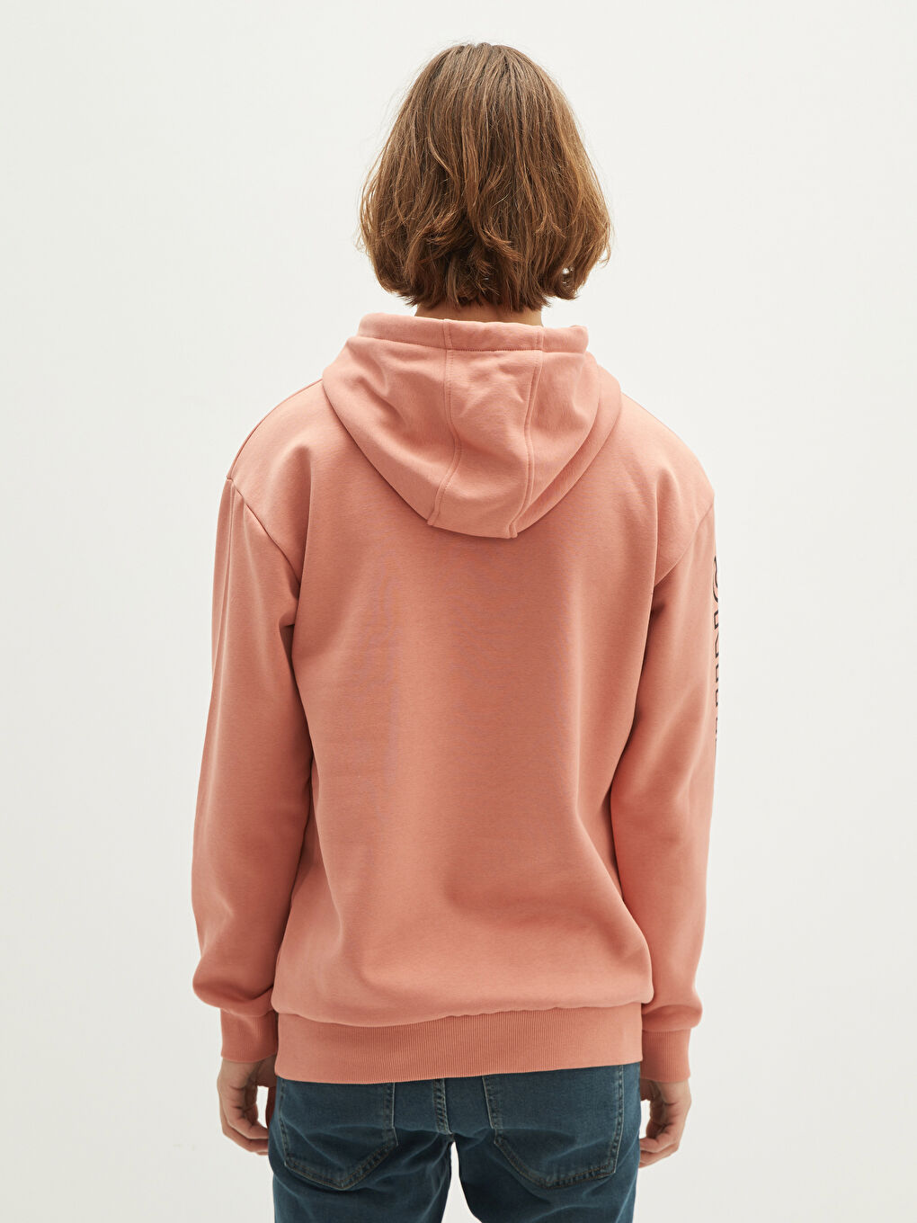Uzun Kollu Baskılı Erkek Kalın Hoodie-4