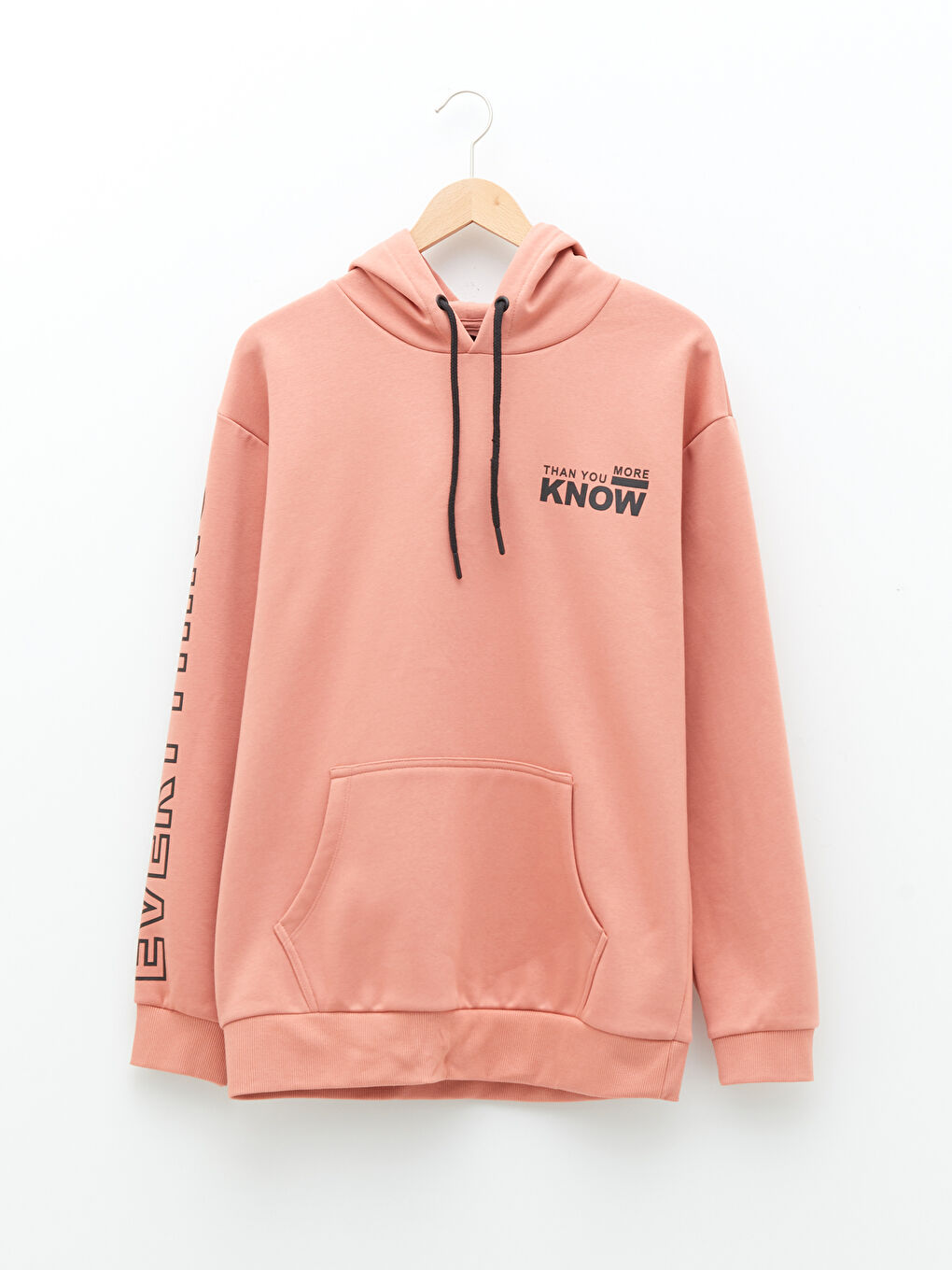 Uzun Kollu Baskılı Erkek Kalın Hoodie-5