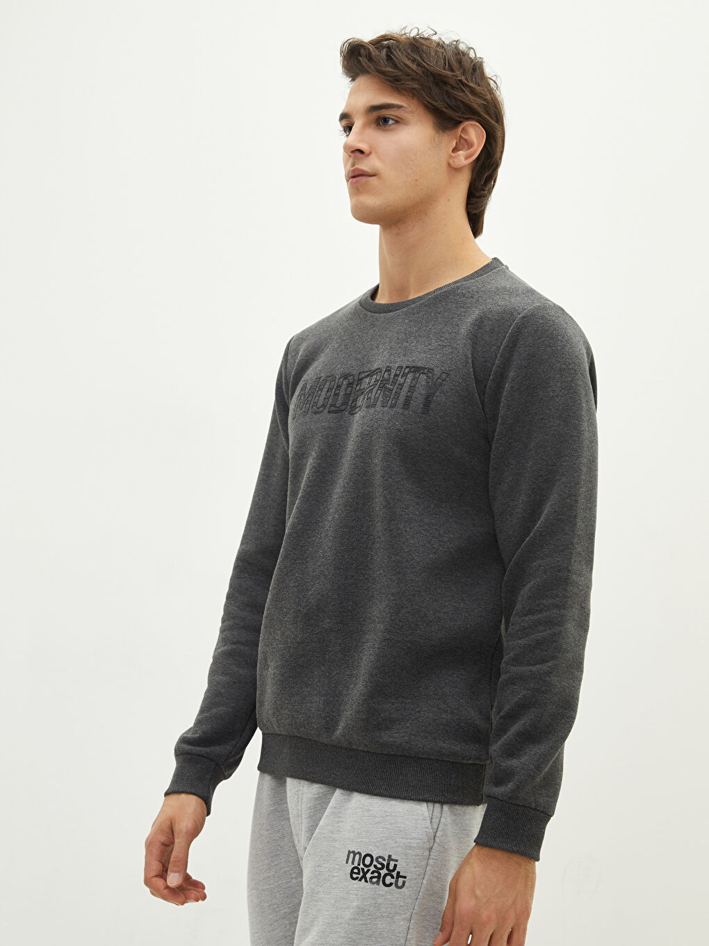 Crew Neck Printed Men's Thick Sweatshirt-1