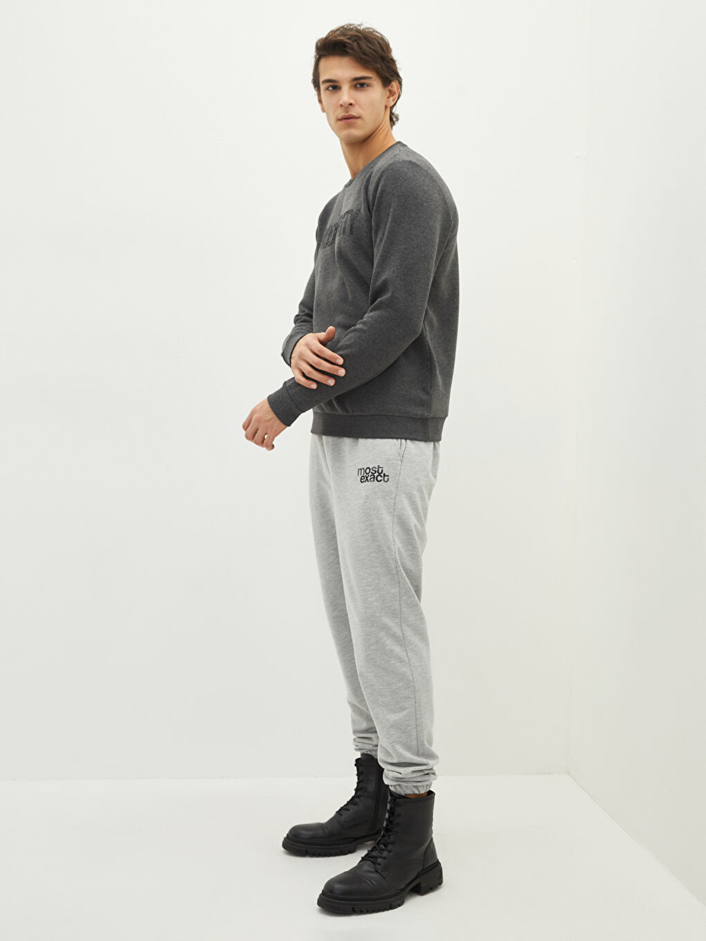 Crew Neck Printed Men's Thick Sweatshirt-2