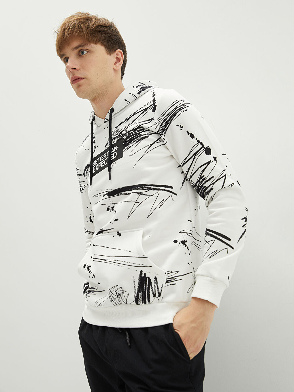 Long Sleeve Printed Men's Thick Hoodie