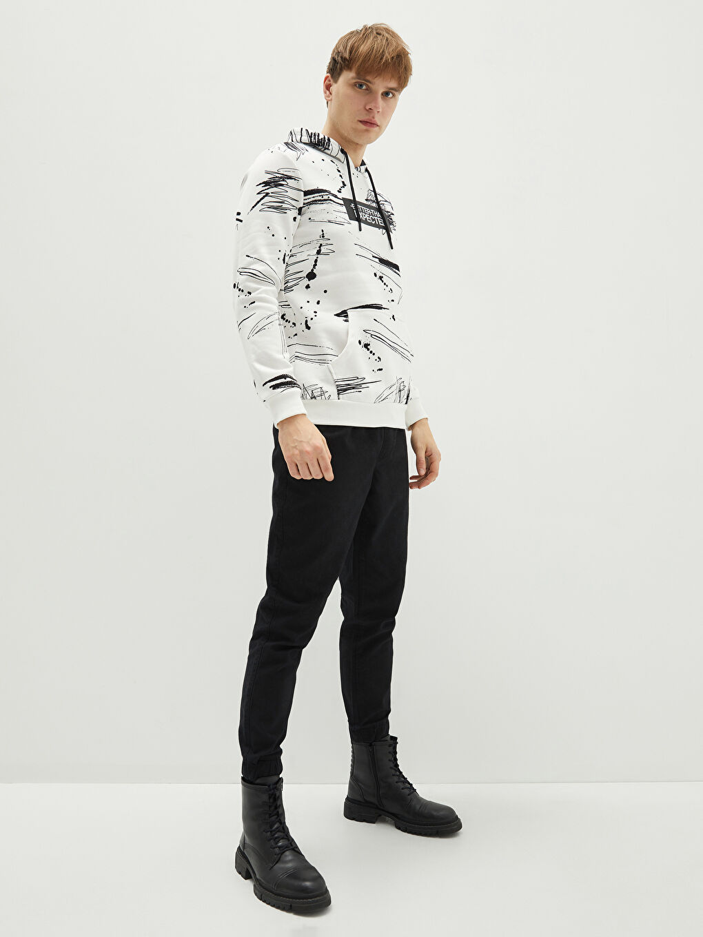 Long Sleeve Printed Men's Thick Hoodie-2