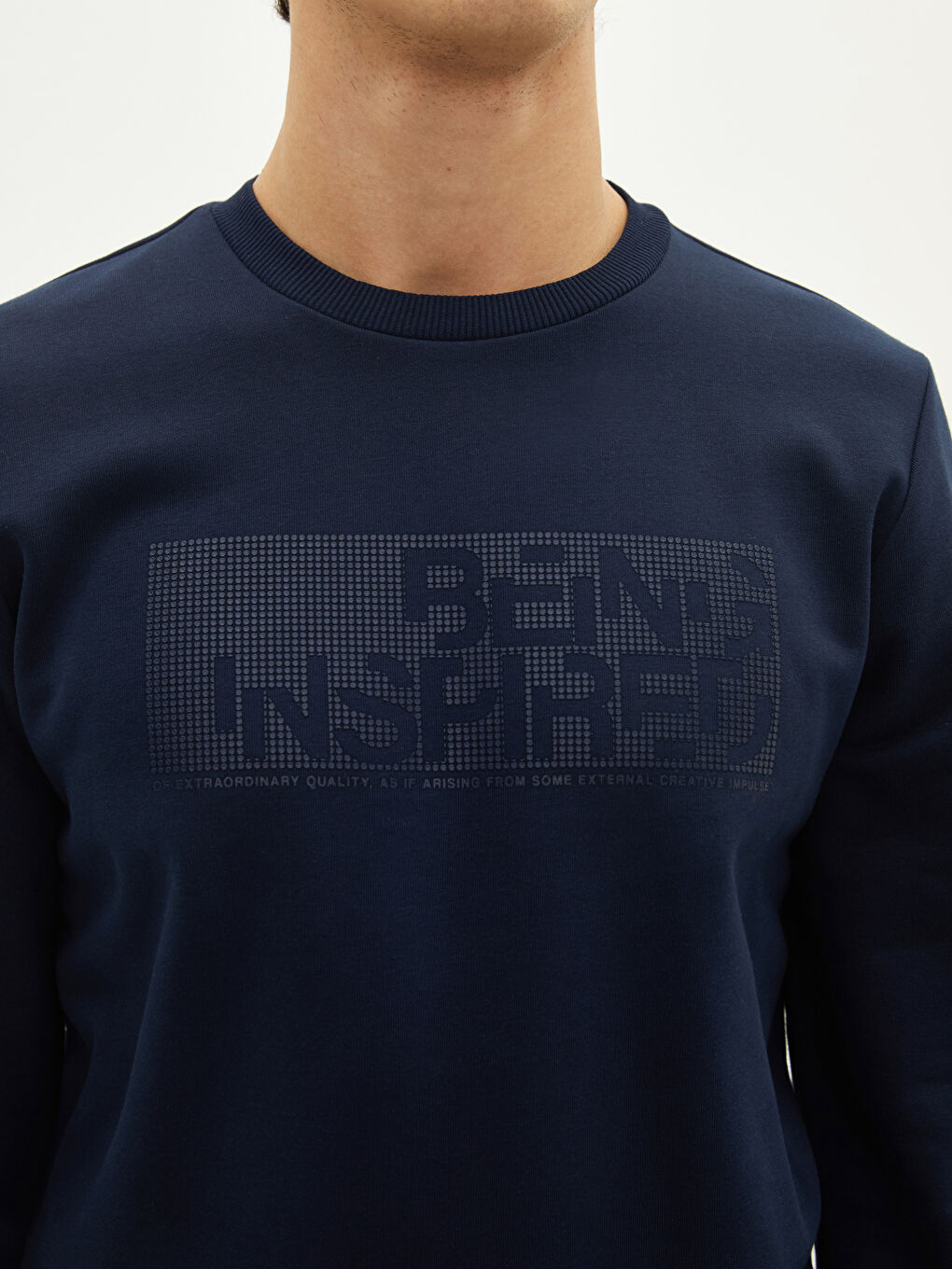 XSIDE Bisiklet Yaka Uzun Kollu Baskılı Kalın Erkek Kalın Sweatshirt -W1DT62Z8-HRZ