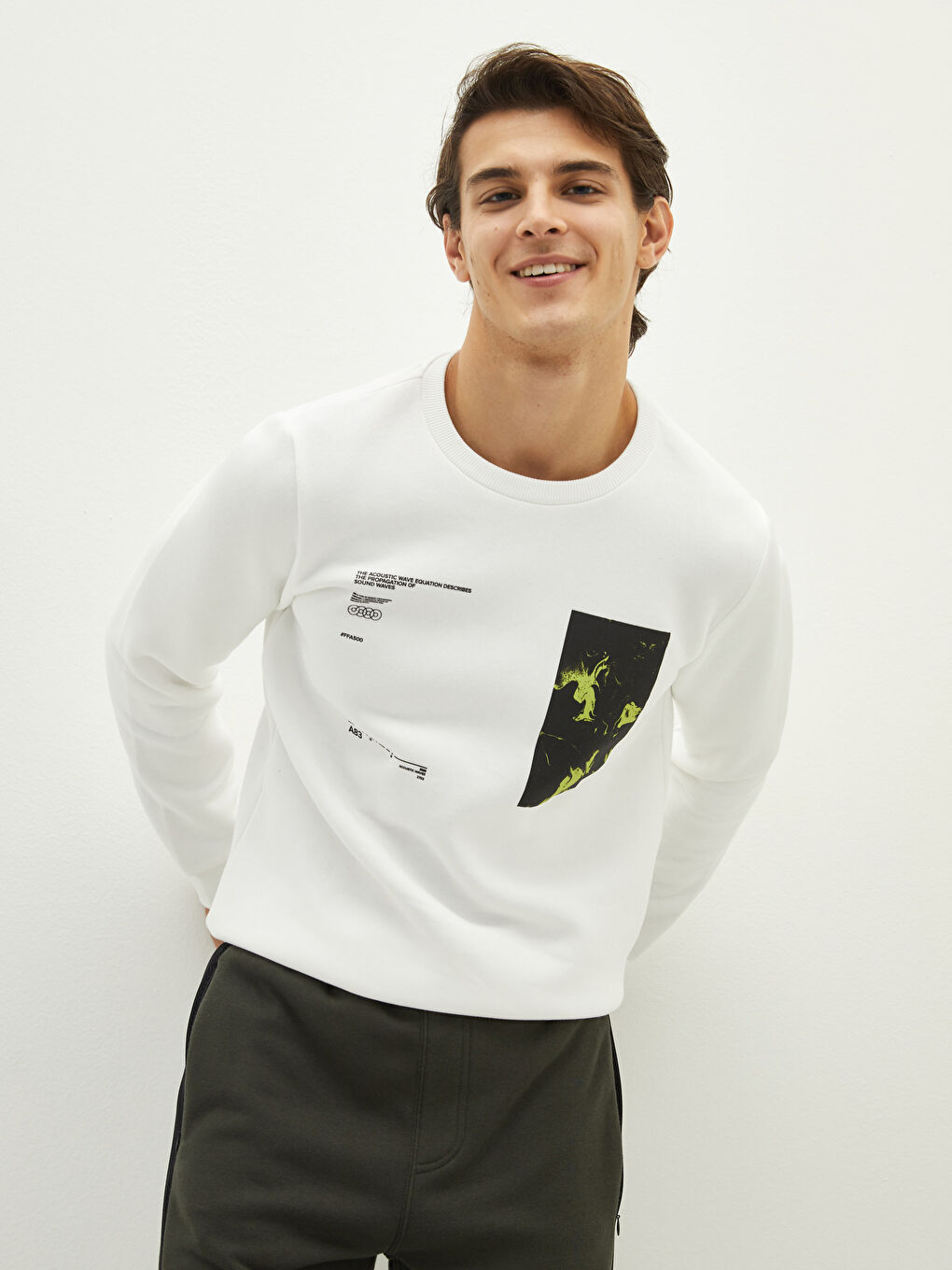 Свитшот Мужской Толстый С Принтом С Круглым Вырезом