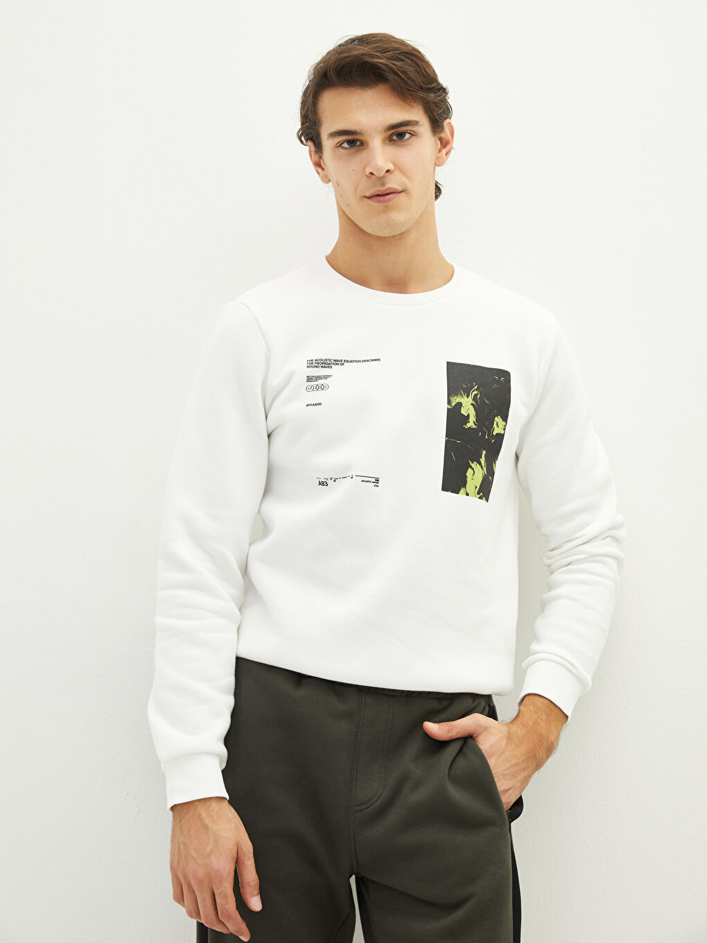 Свитшот Мужской Толстый С Принтом С Круглым Вырезом-1