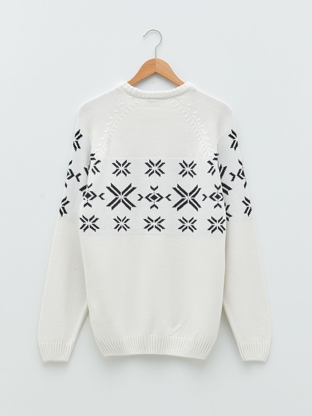 Crew Neck Long Sleeve Patterned Men's Knitwear Sweater-6