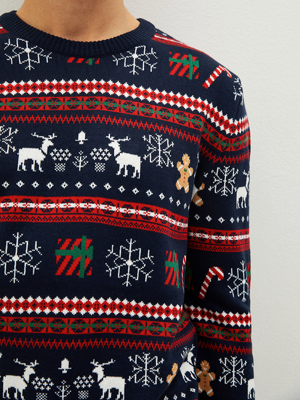 Crew Neck Christmas Themed Long Sleeve Printed Men's Sweater-2