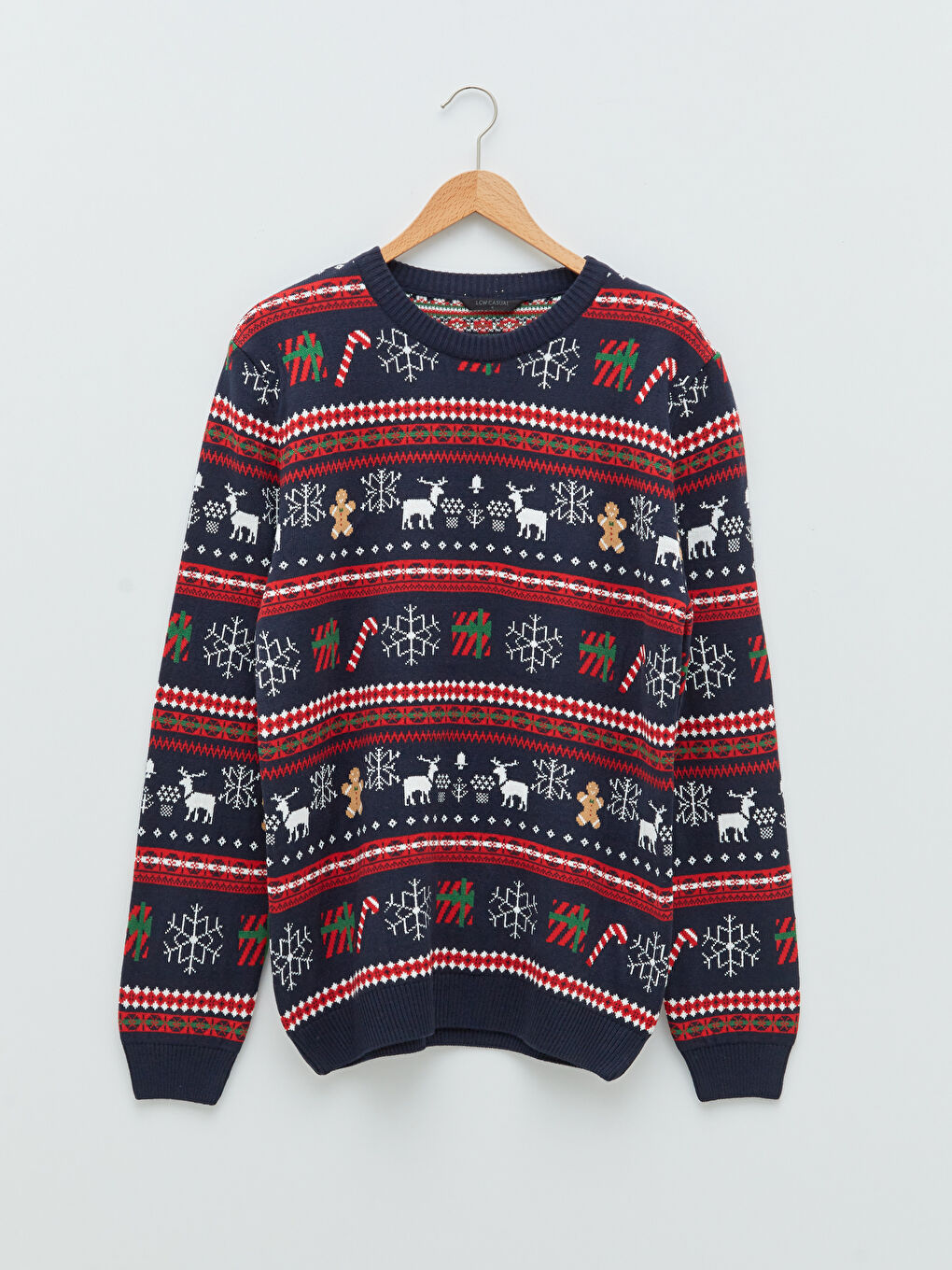 Crew Neck Christmas Themed Long Sleeve Printed Men's Sweater-5