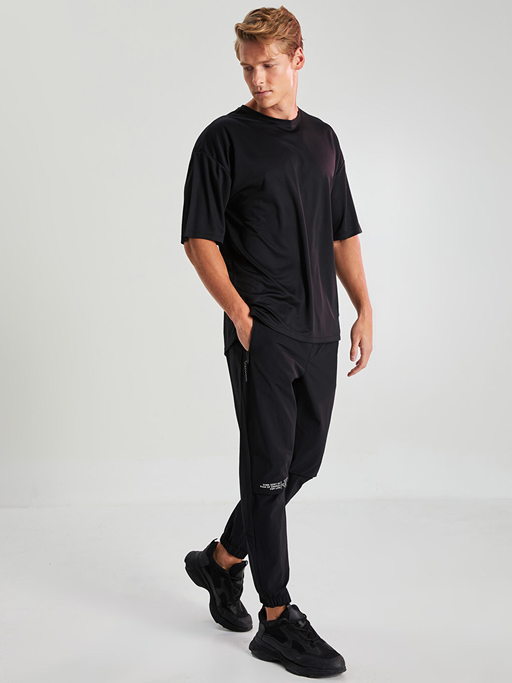 Siyah Slim Fit Erkek Spor Jogger Eşofman Altı-4