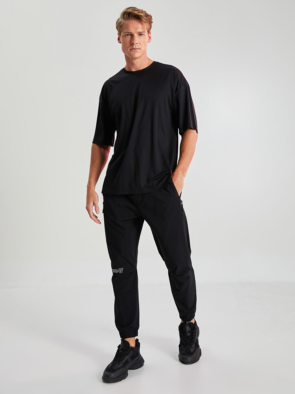 Siyah Slim Fit Erkek Spor Jogger Eşofman Altı-2