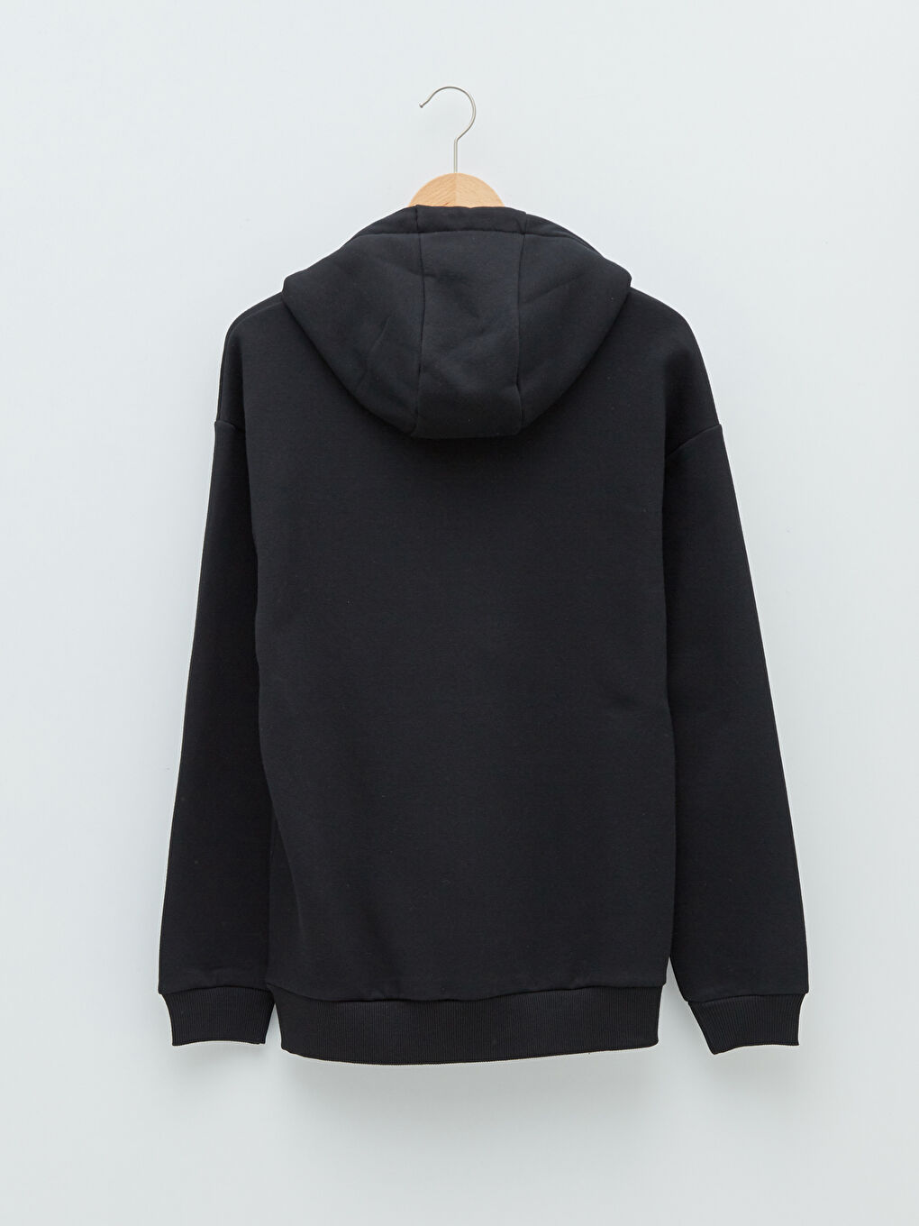 Siyah Uzun Kollu Renk Bloklu Erkek Kalın Hoodie-6