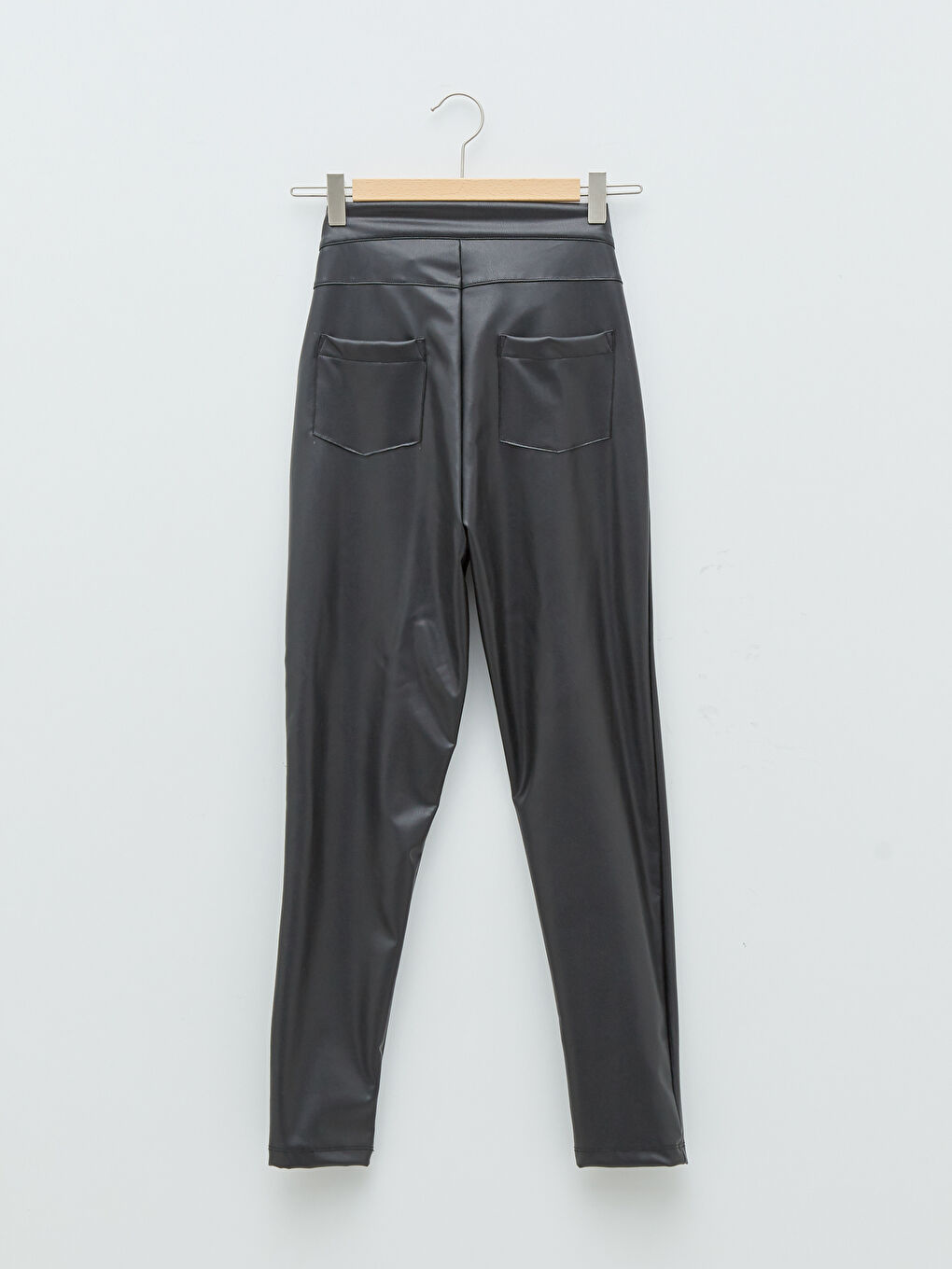 Pantaloni Standard Fit Regular din Piele Ecologică pentru Femei-6