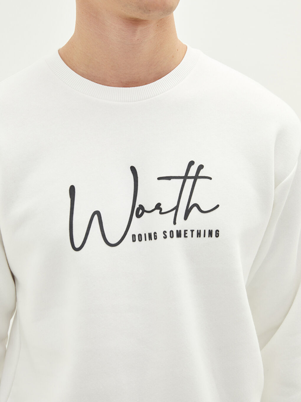 Crew Neck Printed Men's Thick Sweatshirt-5