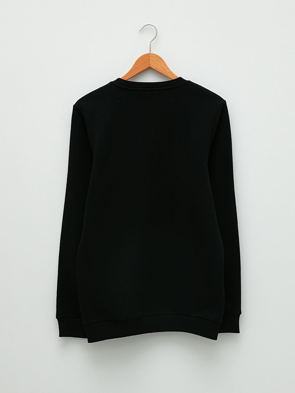 Siyah Bisiklet Yaka Baskılı Erkek Kalın Sweatshirt-6