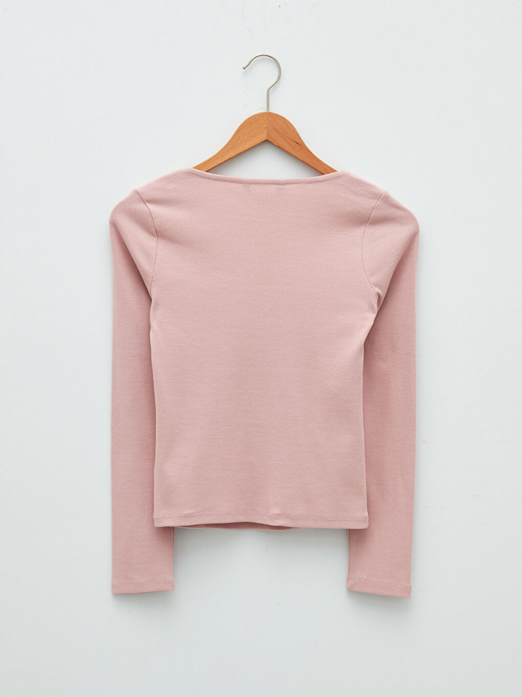 T-shirt en Coton à Manches Longues Droites avec Col Carré pour Femmes-6