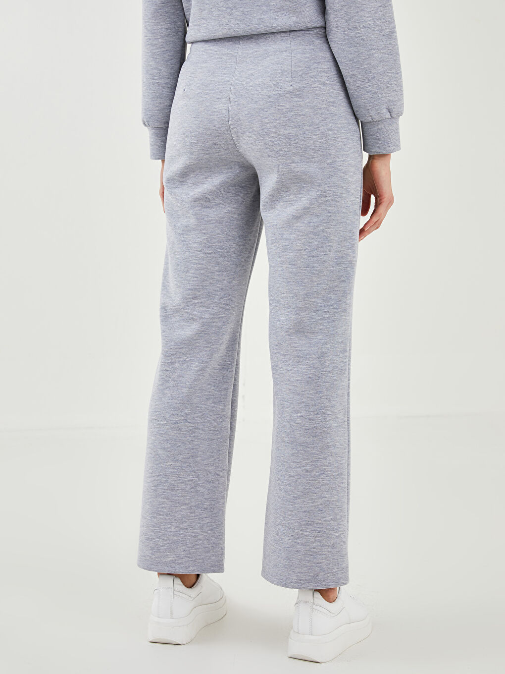 Gri Yüksek Bel Bol Fit Düz Cep Detaylı Kadın Pantolon-4